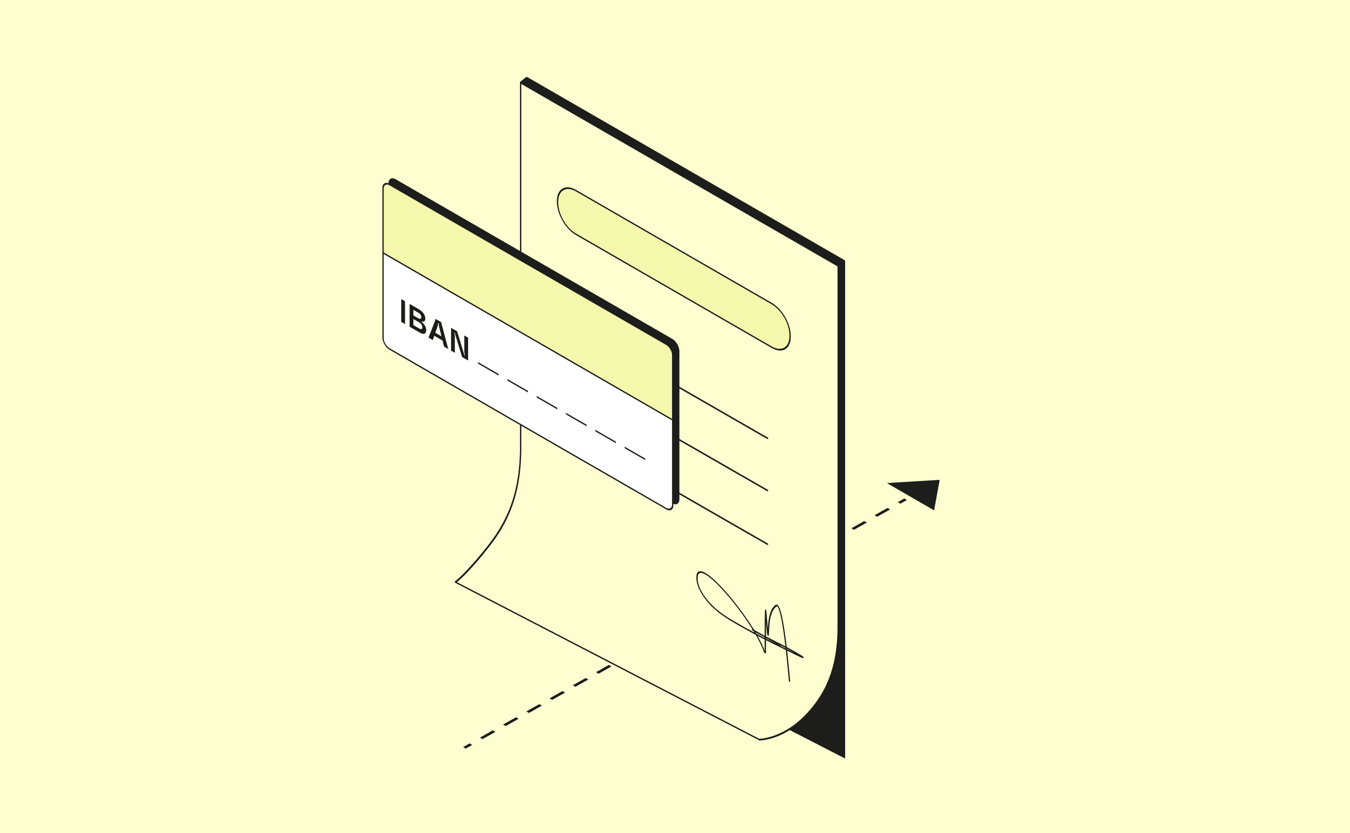 Couverture de courrier Prélèvement automatique IBAN moutarde