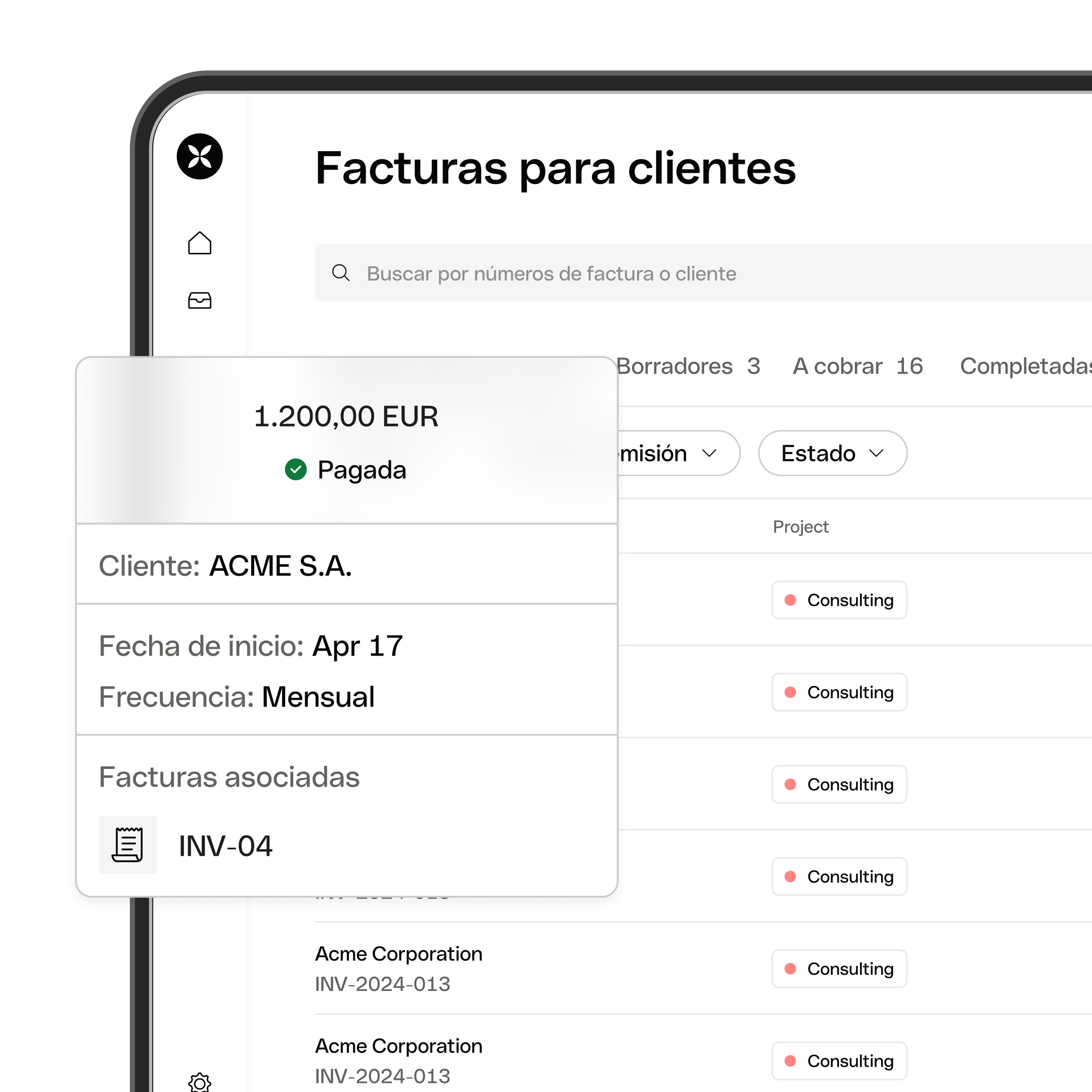 Escritorio de facturas coincidentes de Ui Hero