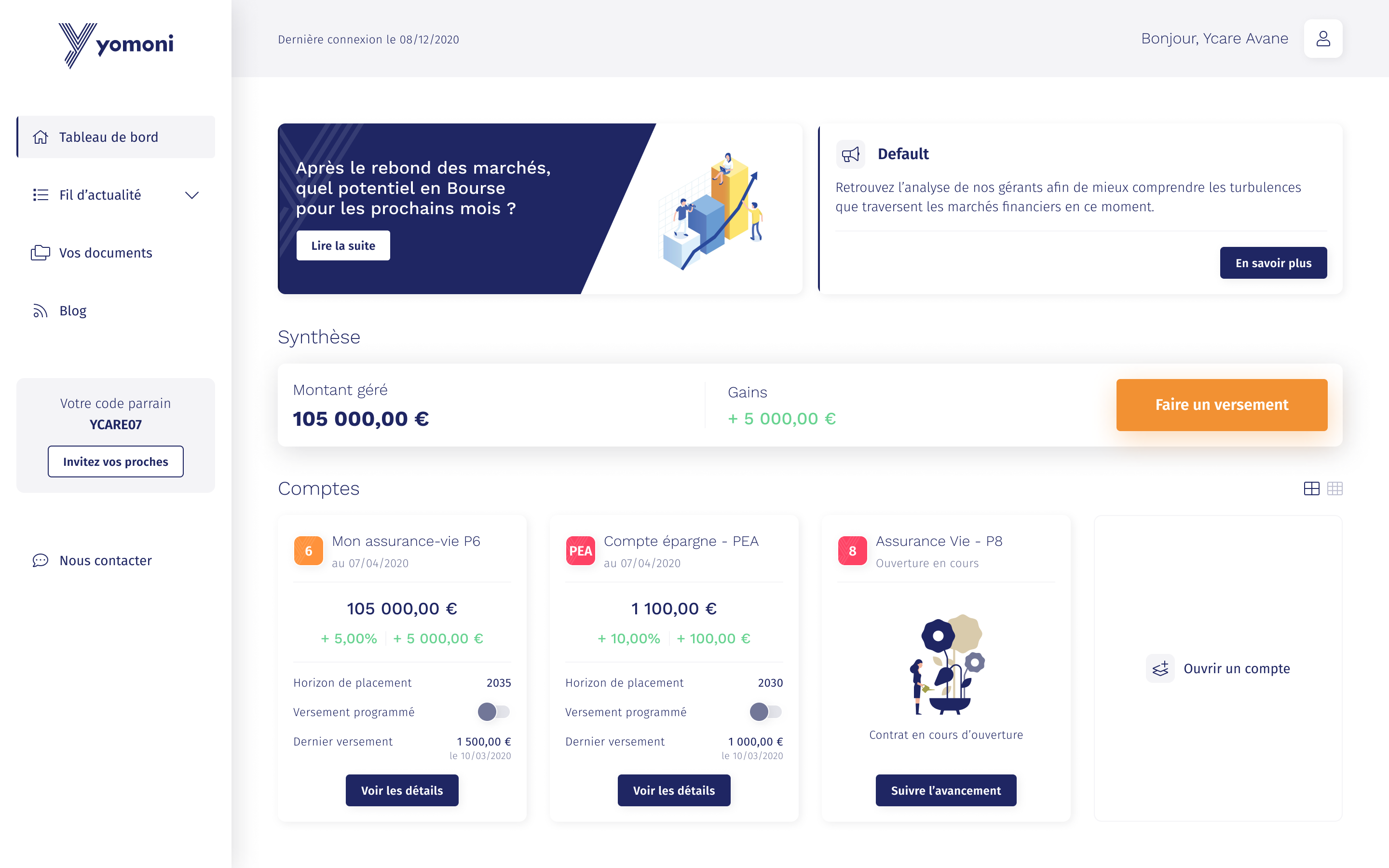 connect importation Dashboard