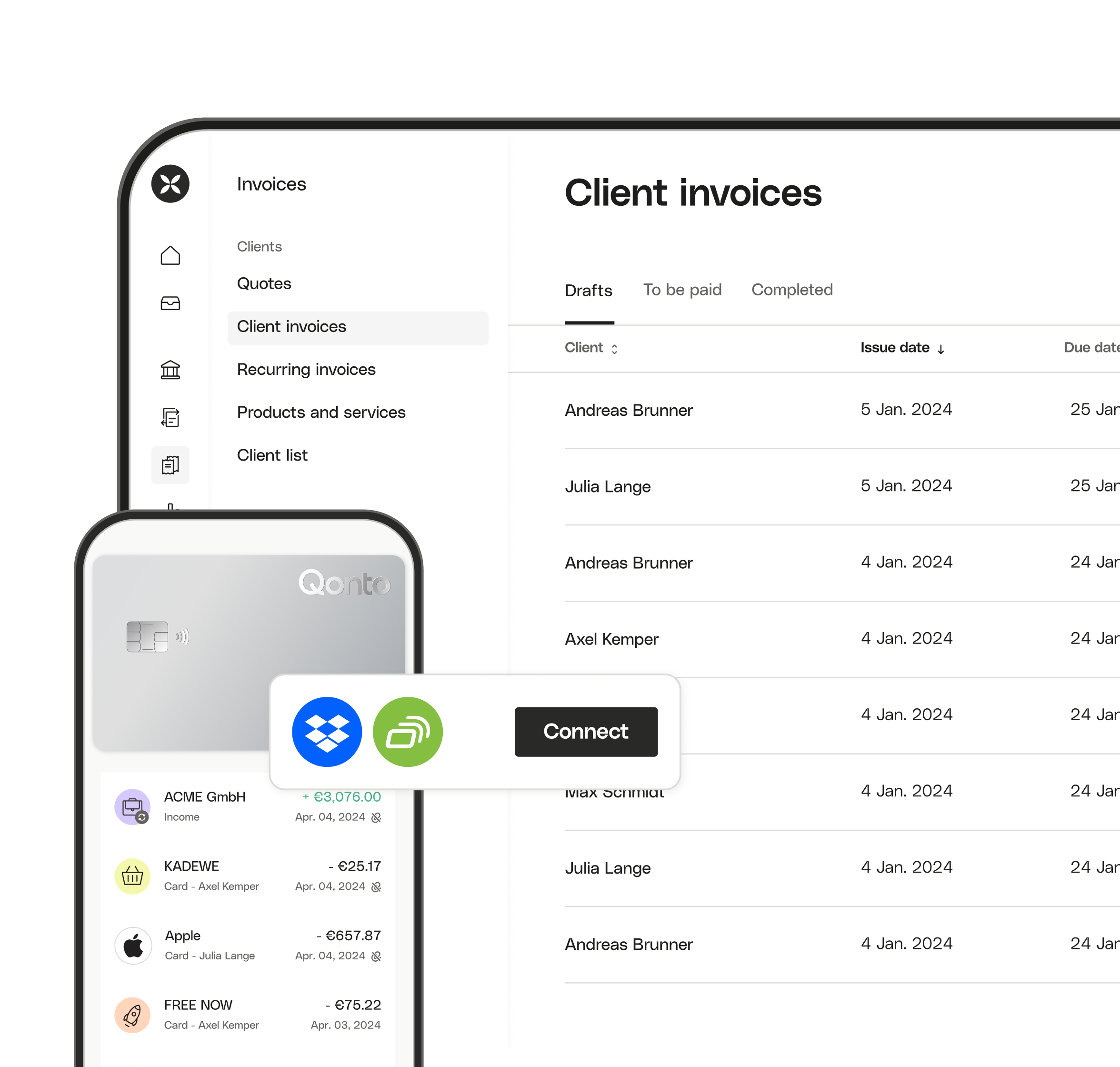 UI Topic Highlight Dashboard Invoices API Connection