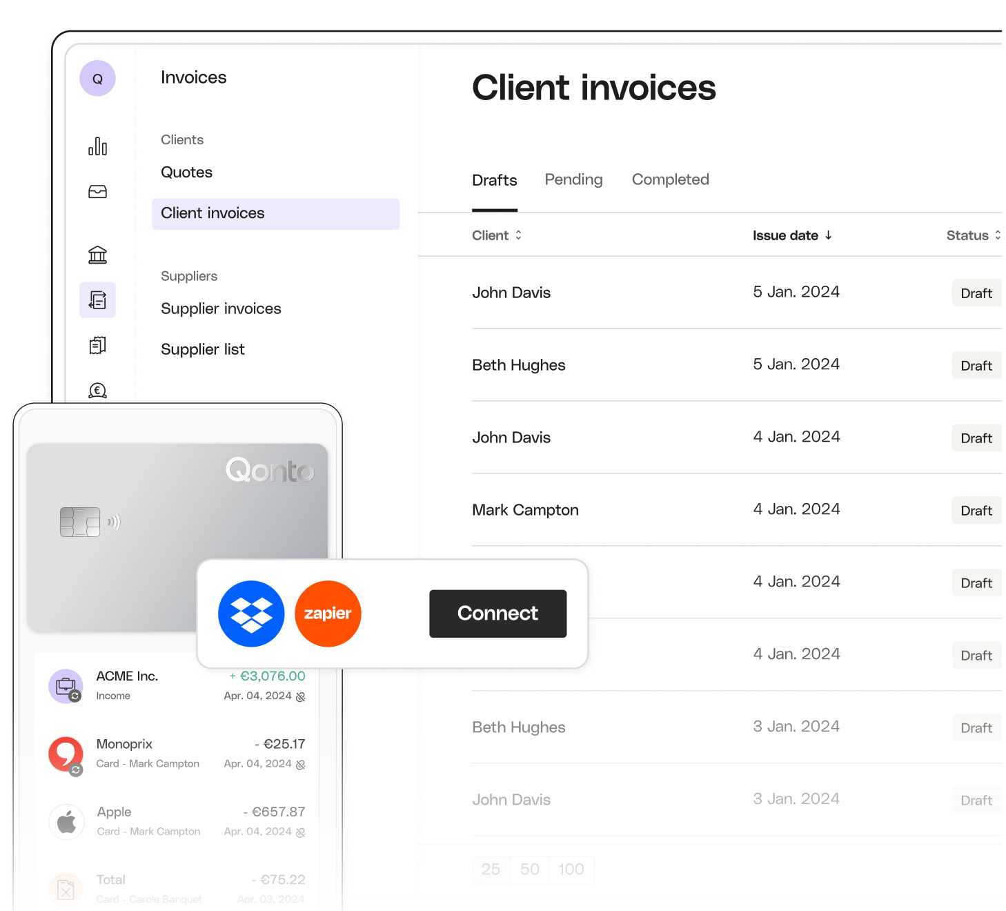 UI Topic Highlight Dashboard Invoices API Connection