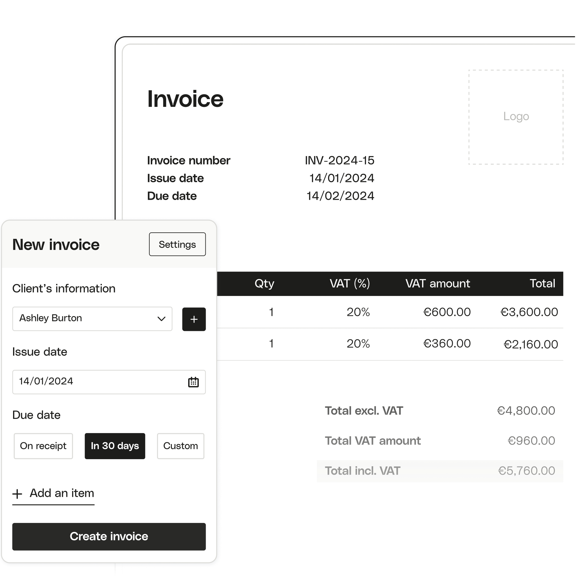 Mint Ui Topic Highlight Advanced Create invoices