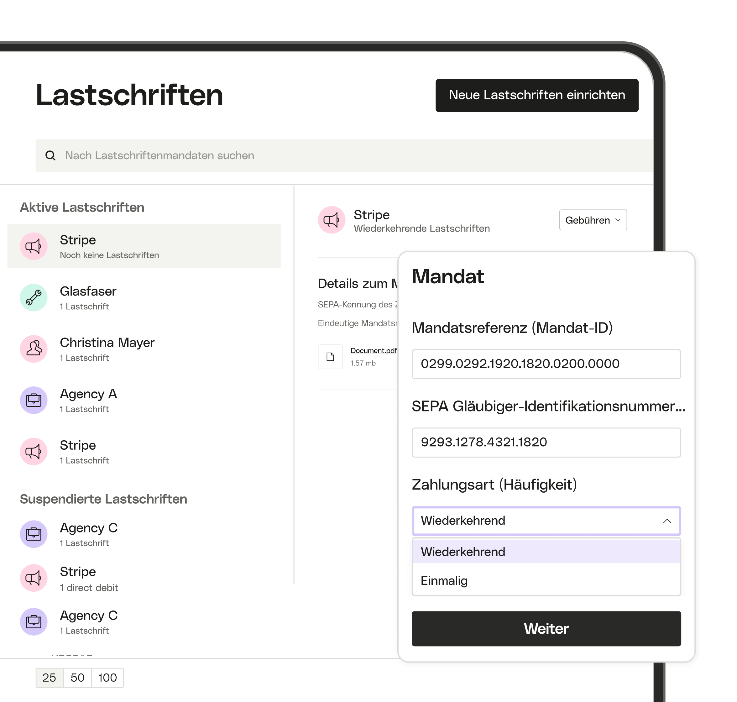 WEB UI Hero TopicHighlight Bento-Lastschrift
