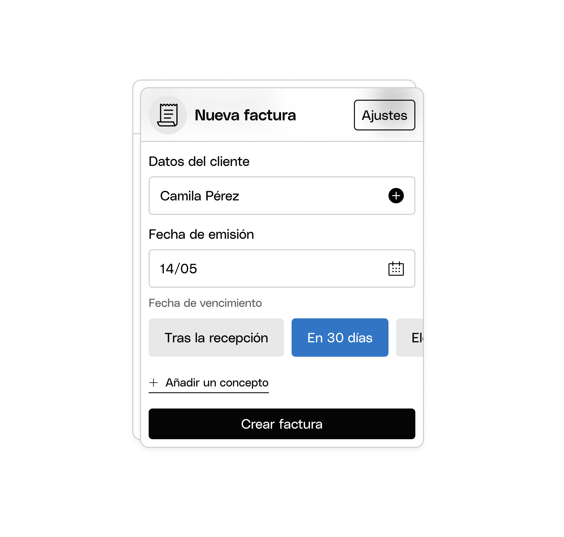 Tema destacado de la interfaz de usuario web: Creación de facturación de Bento