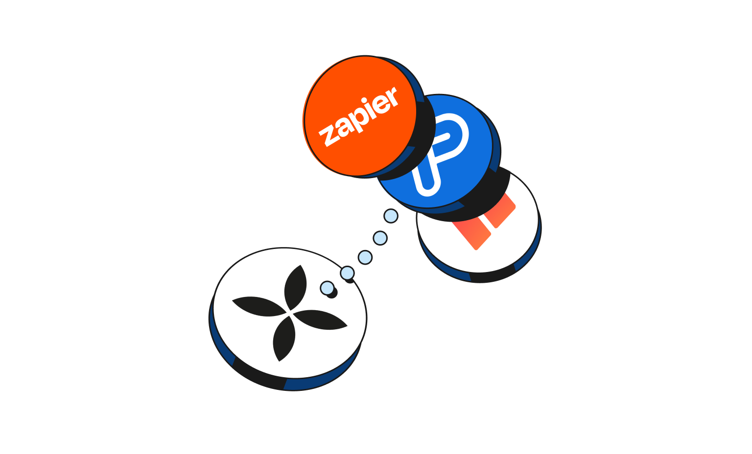 Tarjetas WEB Flow Blueberry Bento Headline Integraciones Zapier Payfit Holded