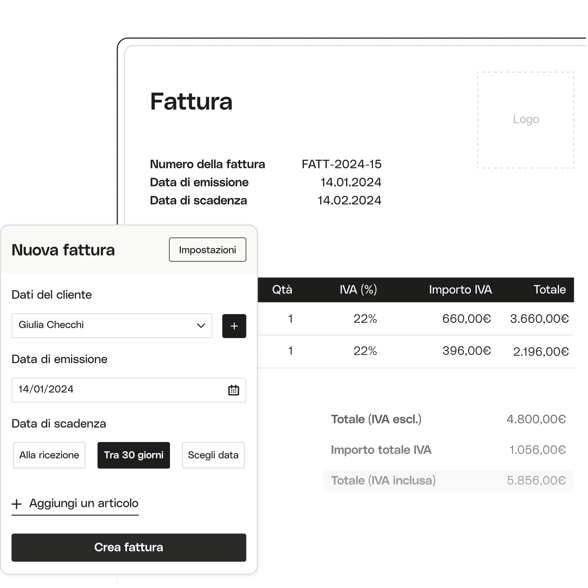 It Mint Ui Argomento Evidenzia Avanzato Crea fatture