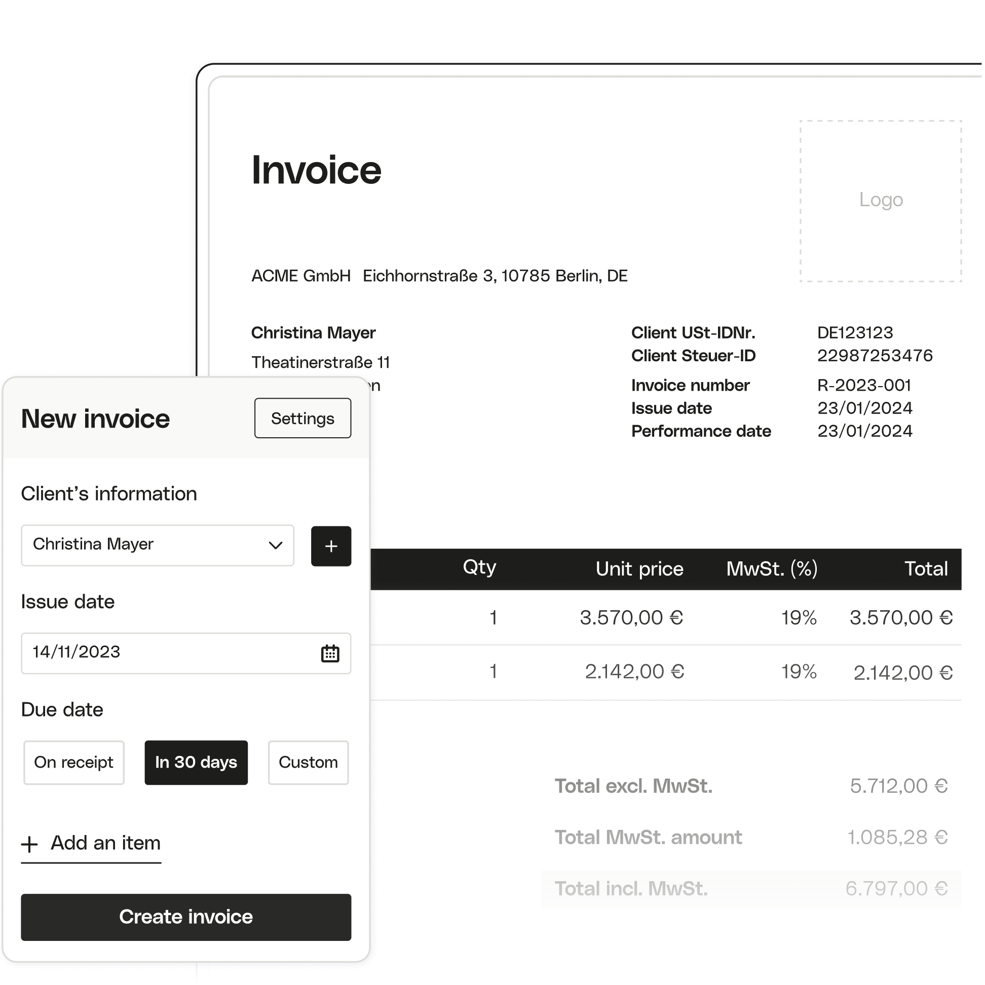 Mint Ui Topic Highlight Advanced Create invoices