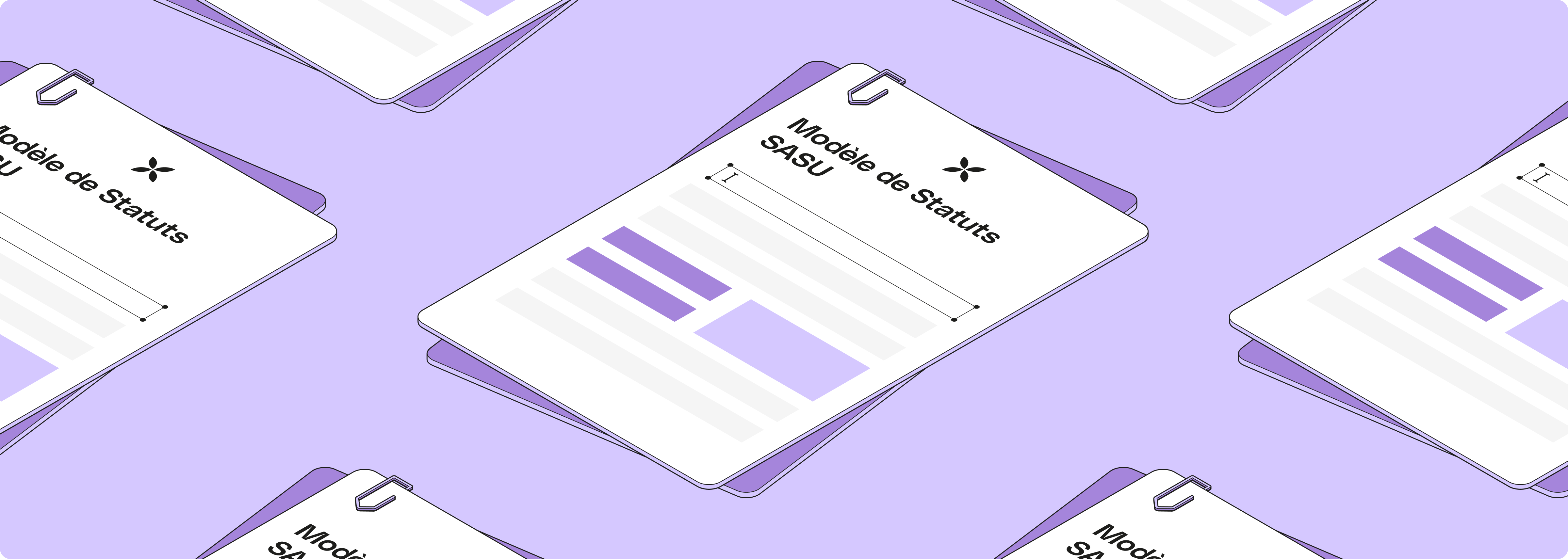 Modèle de statuts violet pleine largeur SASU Desktop