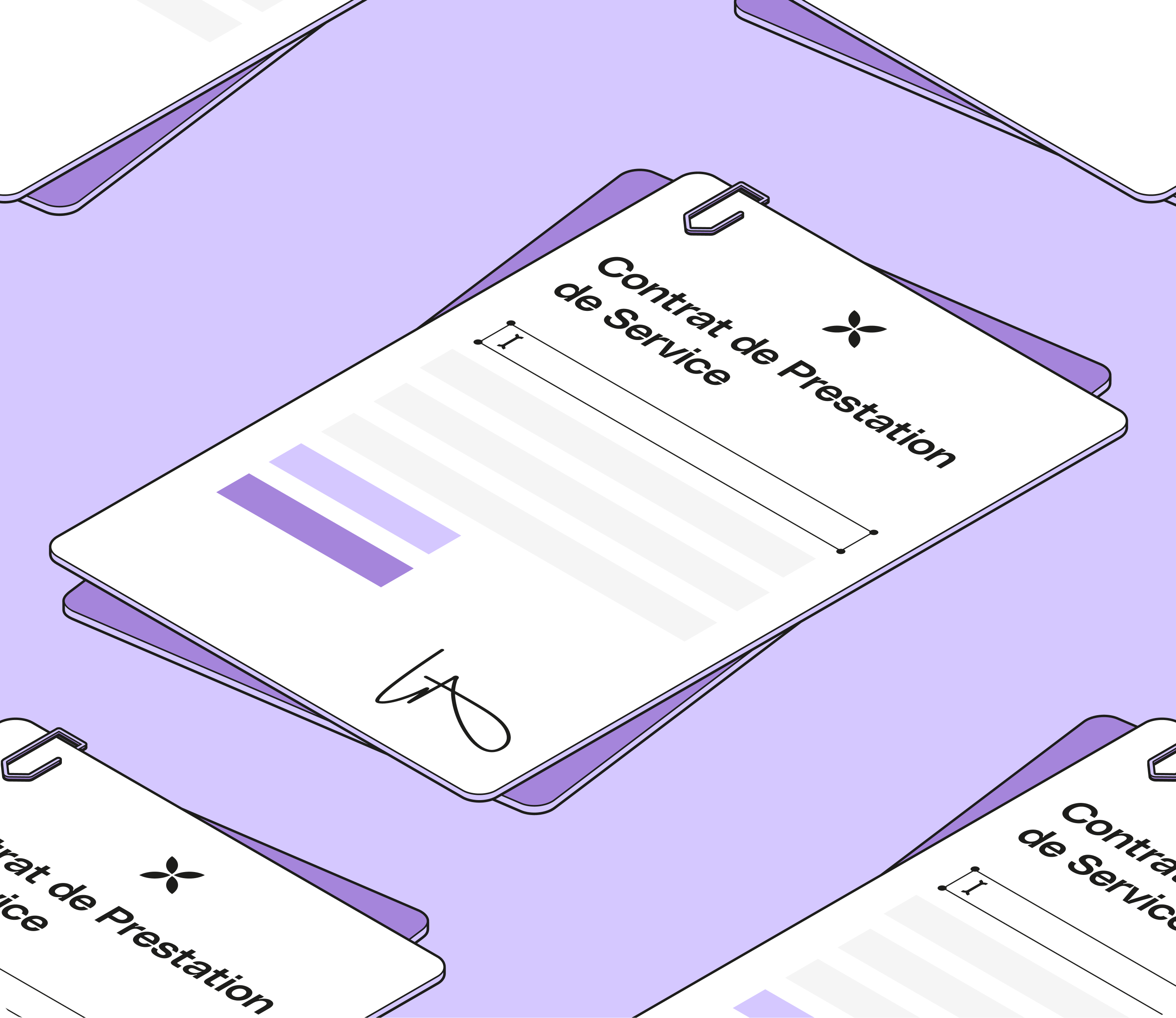 Modèle de contrat de freelance violet pleine largeur Mobile