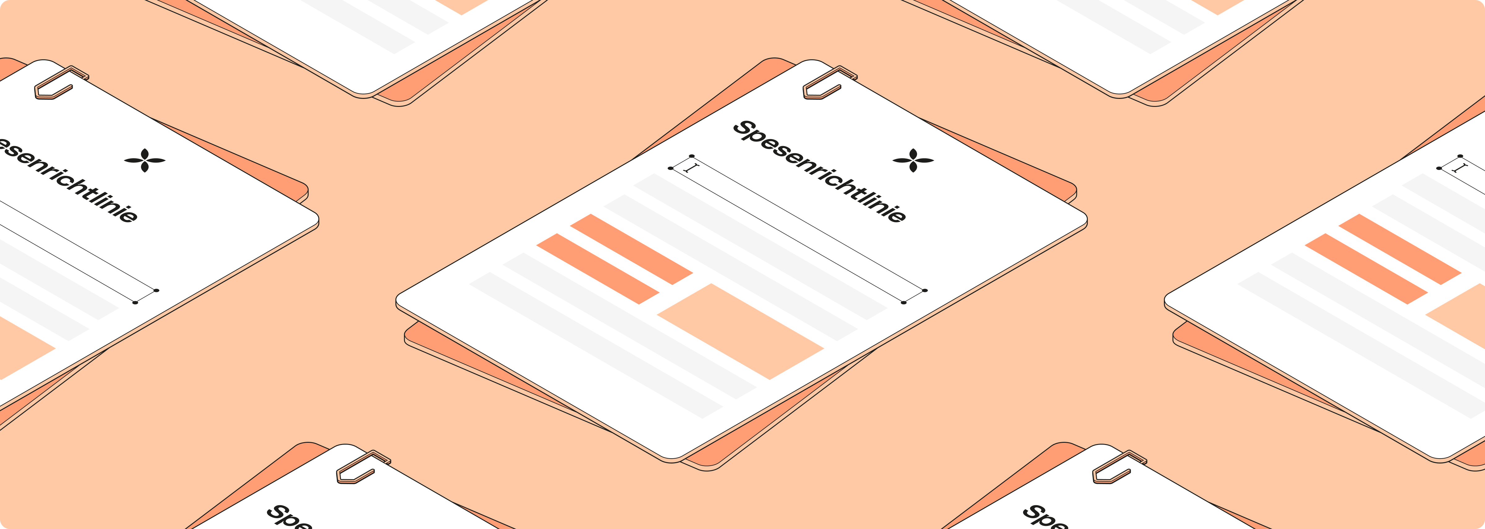 Peach-Desktop-Vorlage für Spesenrichtlinien in voller Breite