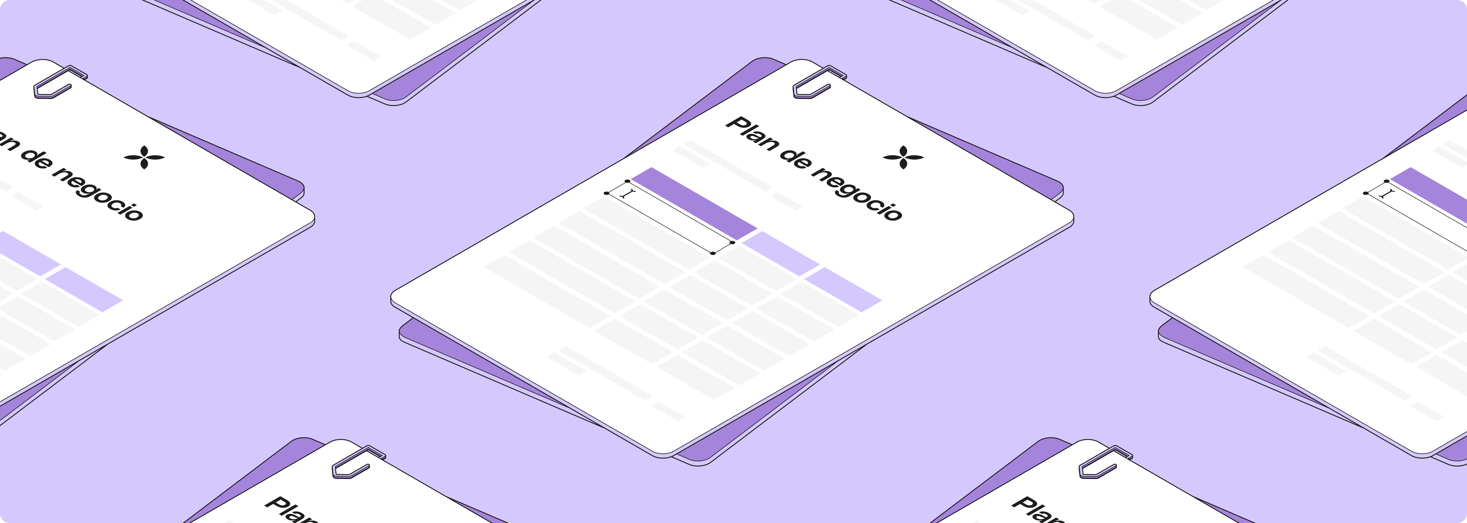 Escritorio de plantilla de plan de negocios de ancho completo morado