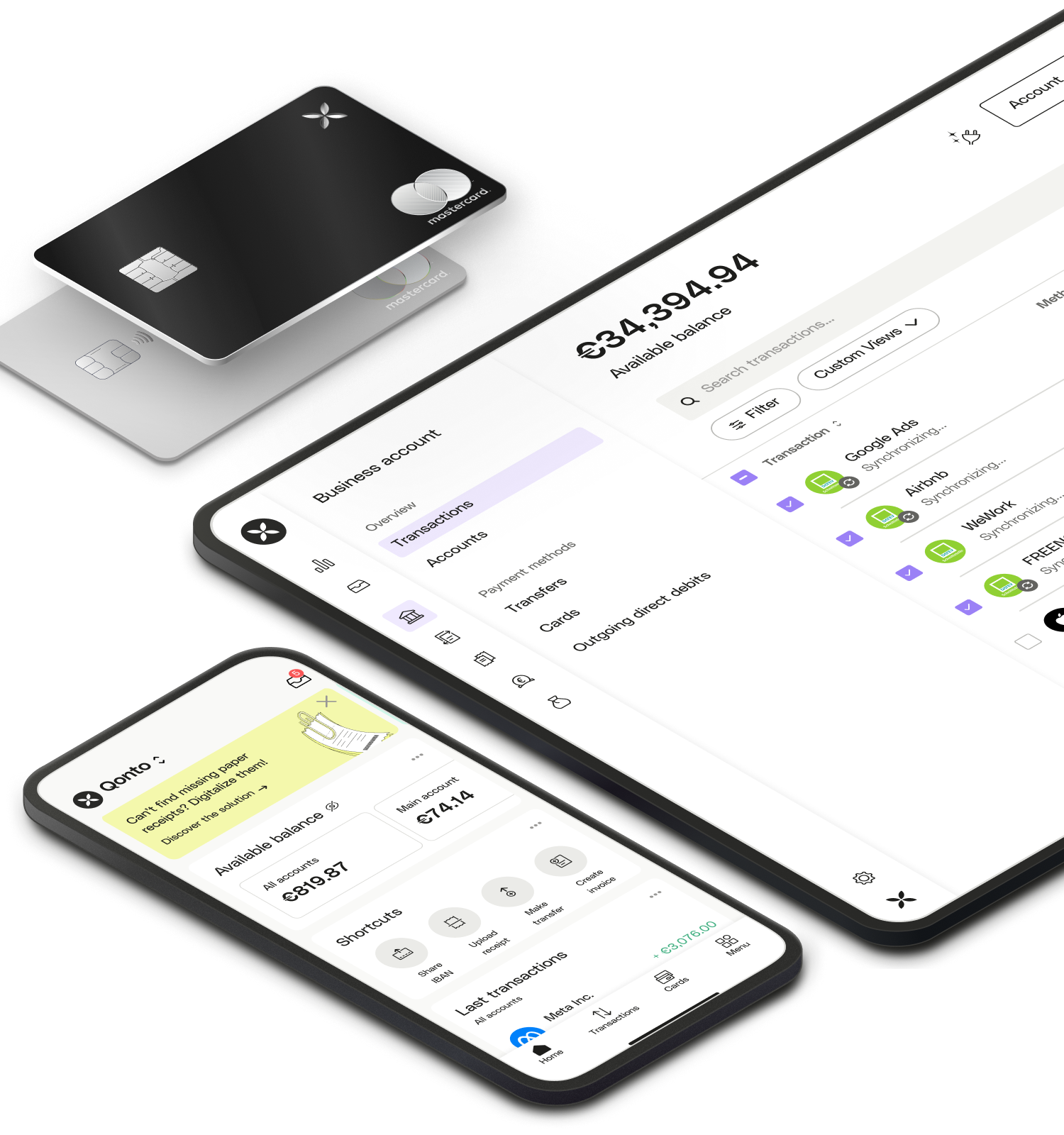 UI Mockup Parallax Business Account Datev Transactions PlusCard XCard Mobile Asset