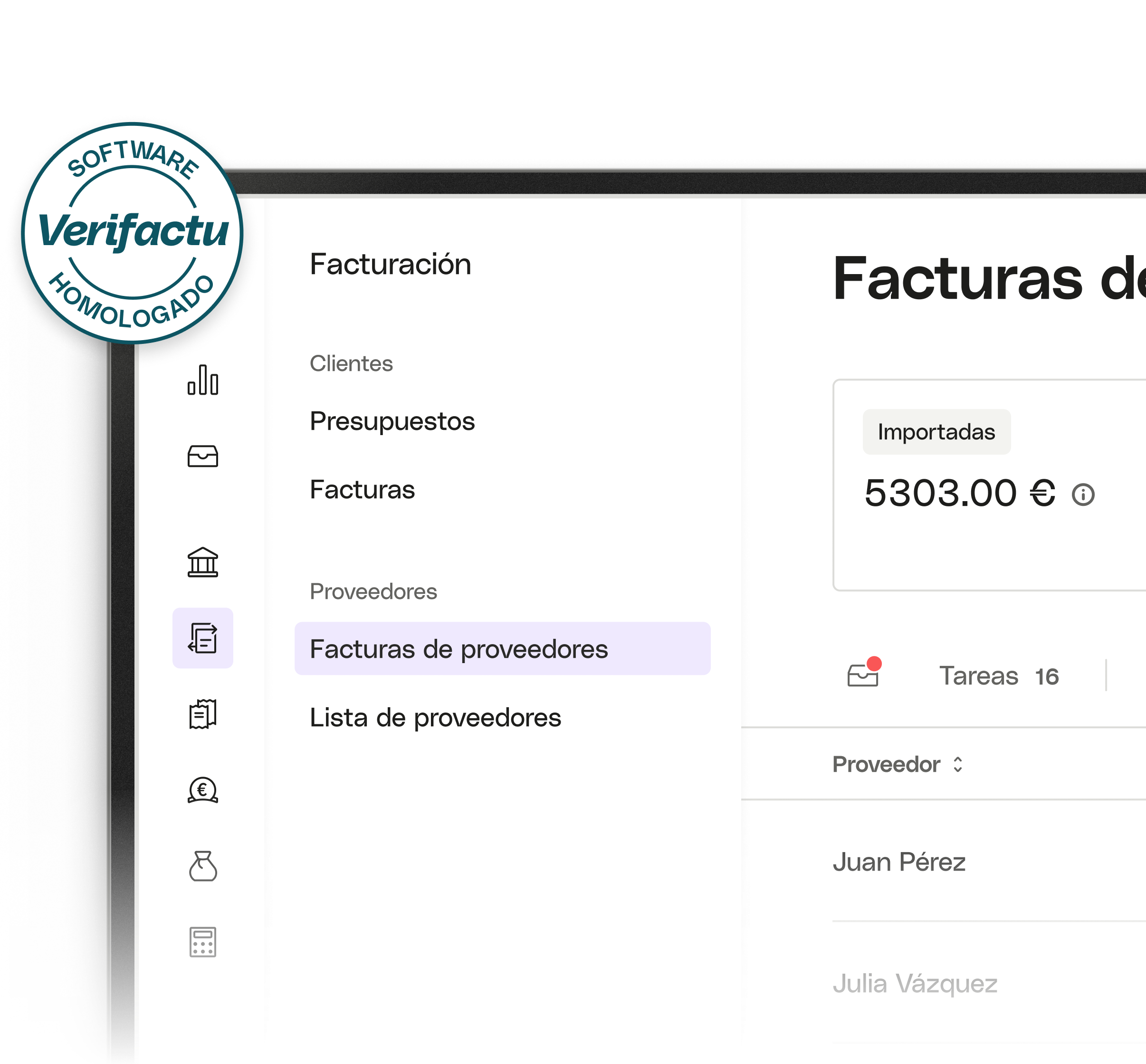 Facturas de proveedores de UI Mockup Hero
