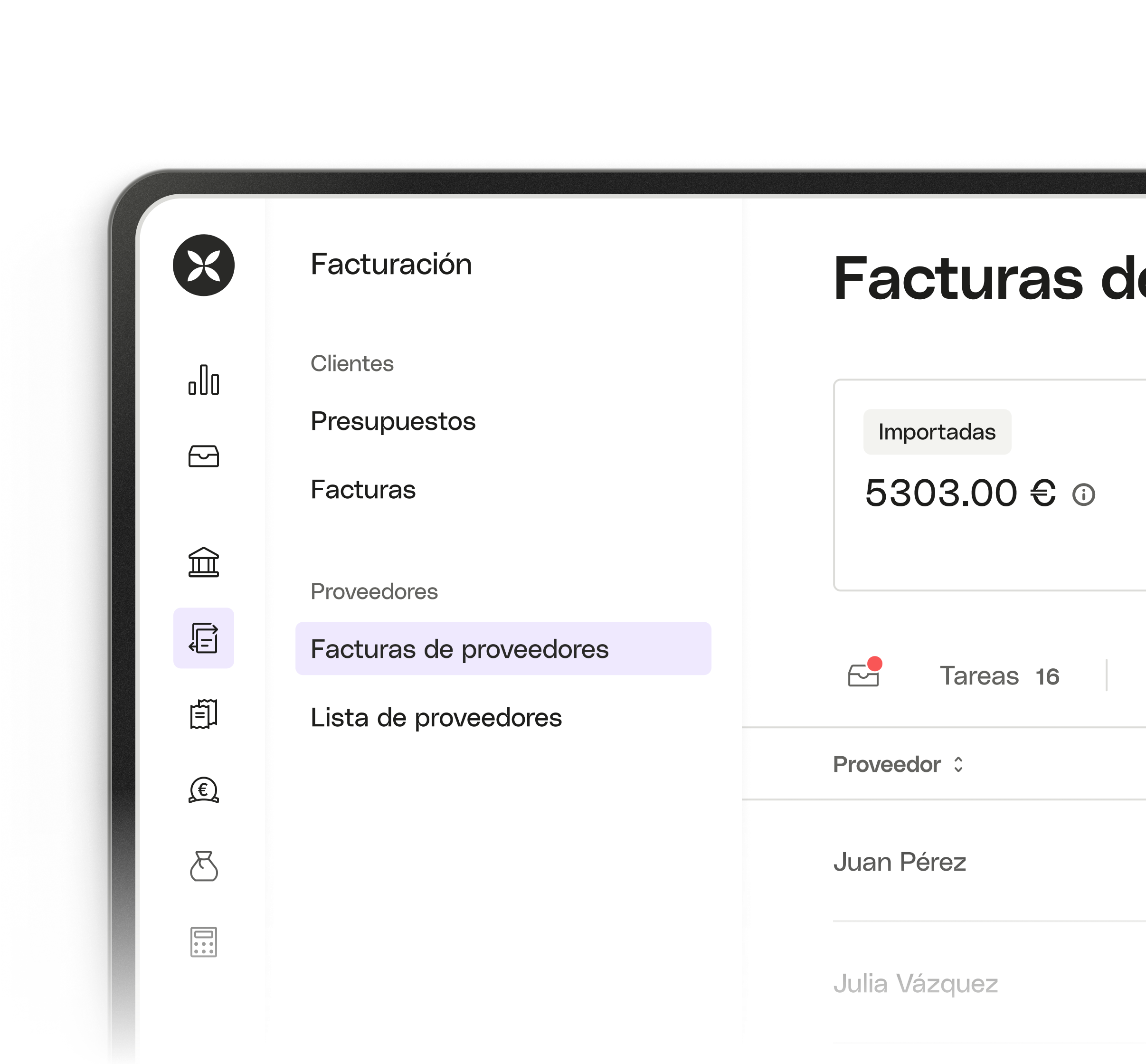 Facturas de proveedores de UI Mockup Hero