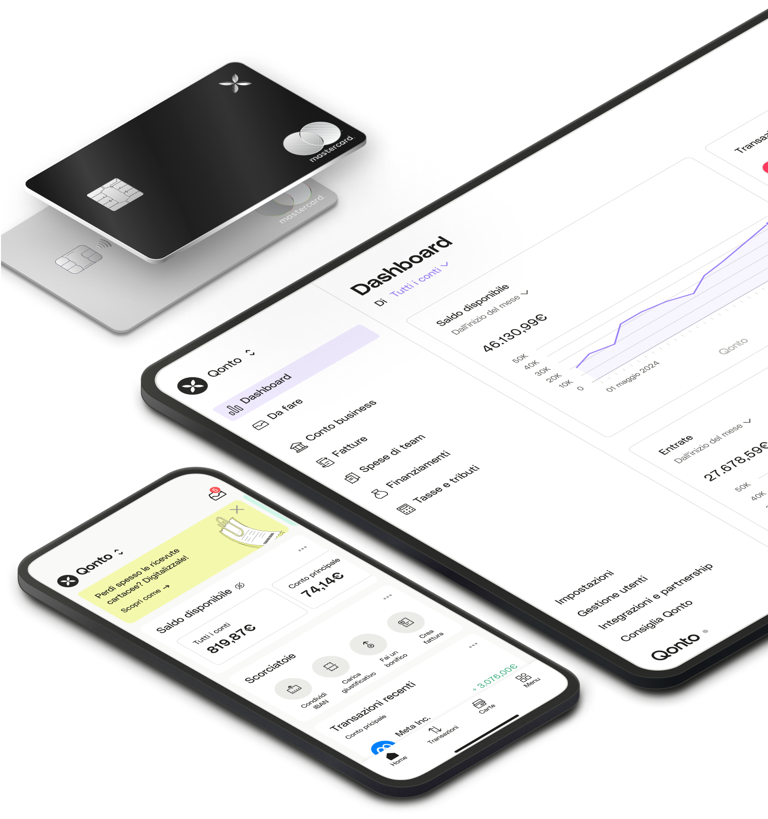 Mockup dell'interfaccia utente IT Dashboard dell'account aziendale Parallax PlusCard XCard Mobile Asset