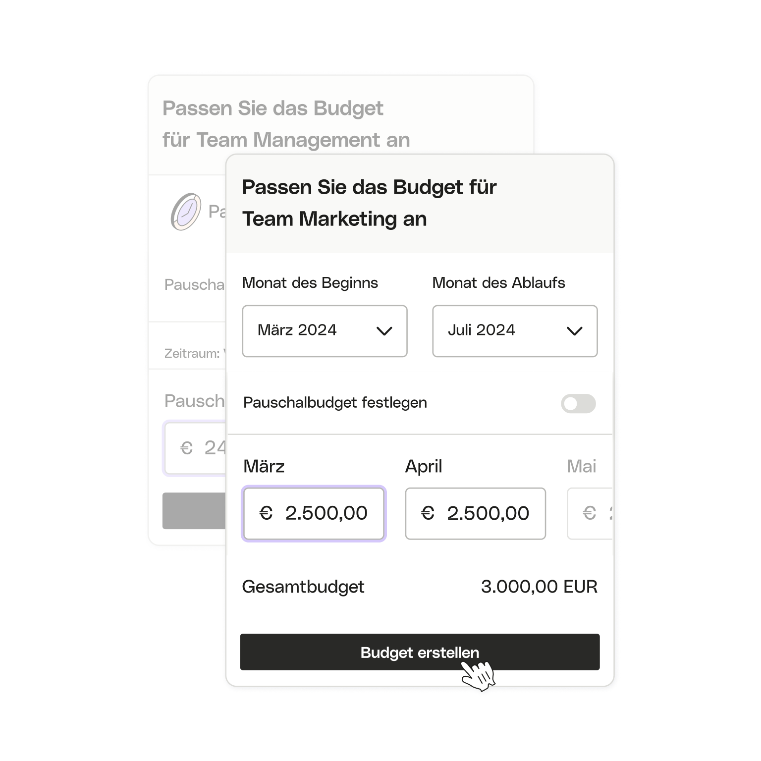 Weißes Ui-Thema - Hervorhebung - Erweiterte Heldenbudgeterstellung