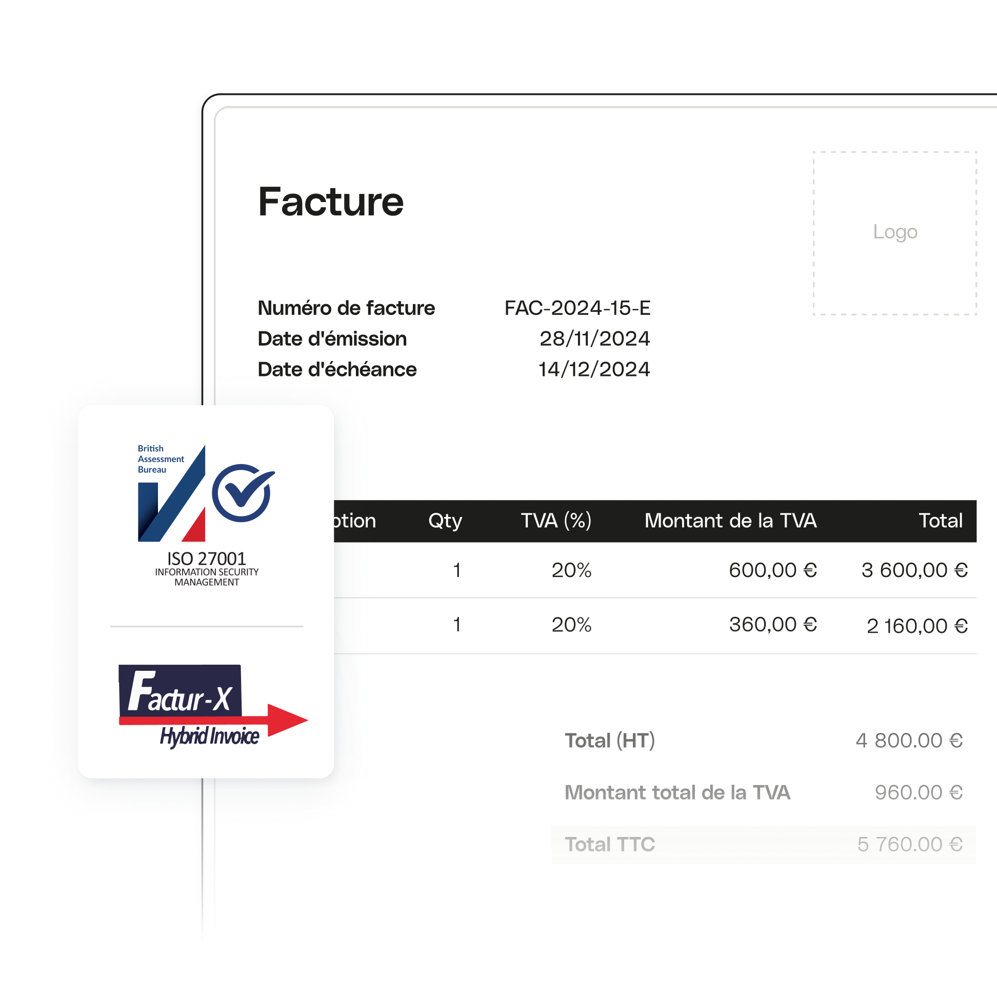 Rubrique de l'interface utilisateur : Facturation électronique avancée