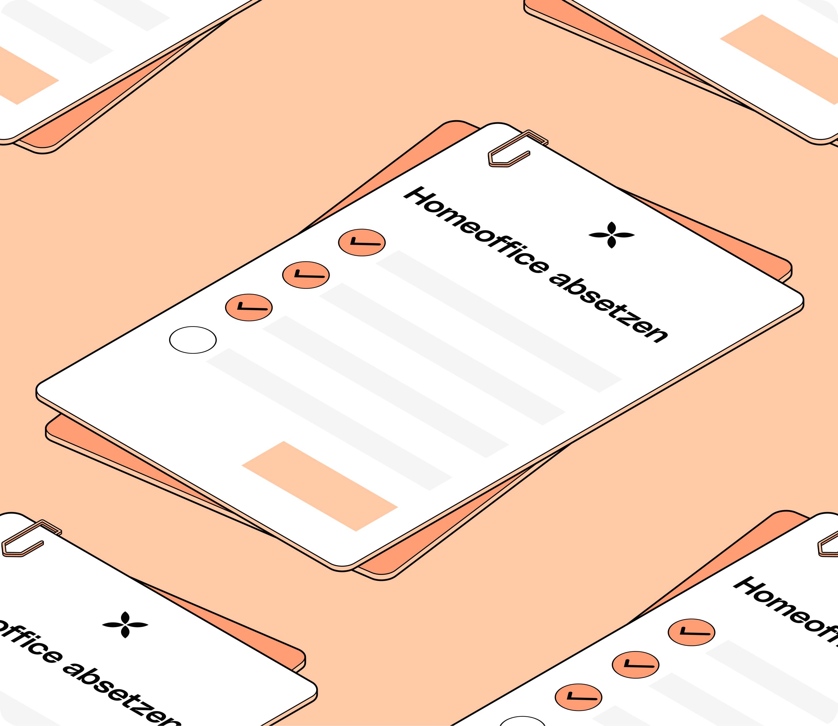 Peach Homeoffice-Checkliste in voller Breite für Mobilgeräte