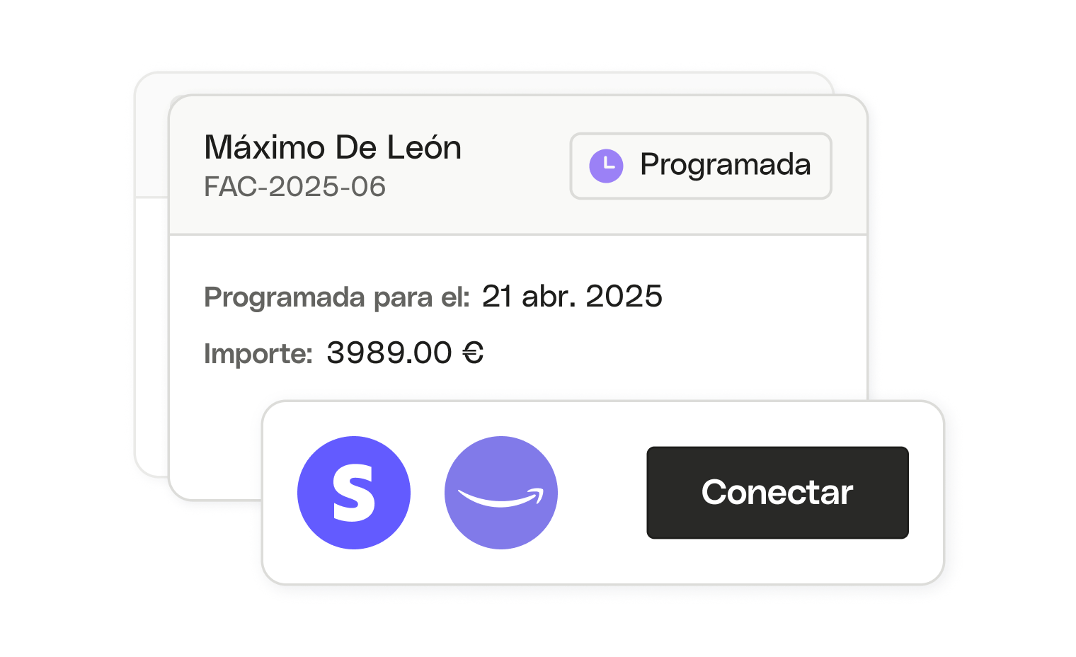 Tarjetas de interfaz web Bento Complemento de cuentas por pagar plegable