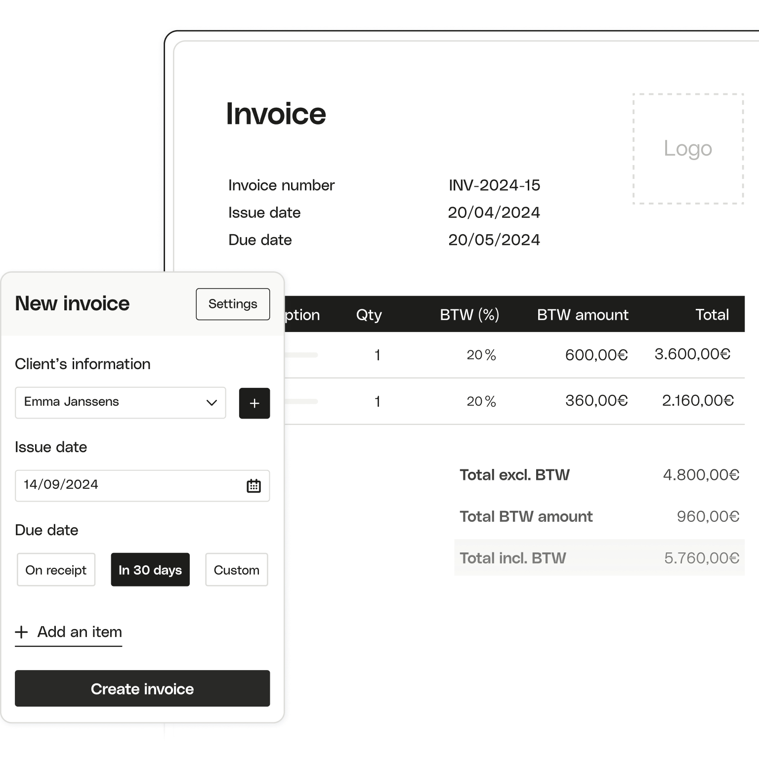 AT Mint Ui Topic Highlight Advanced Create invoices