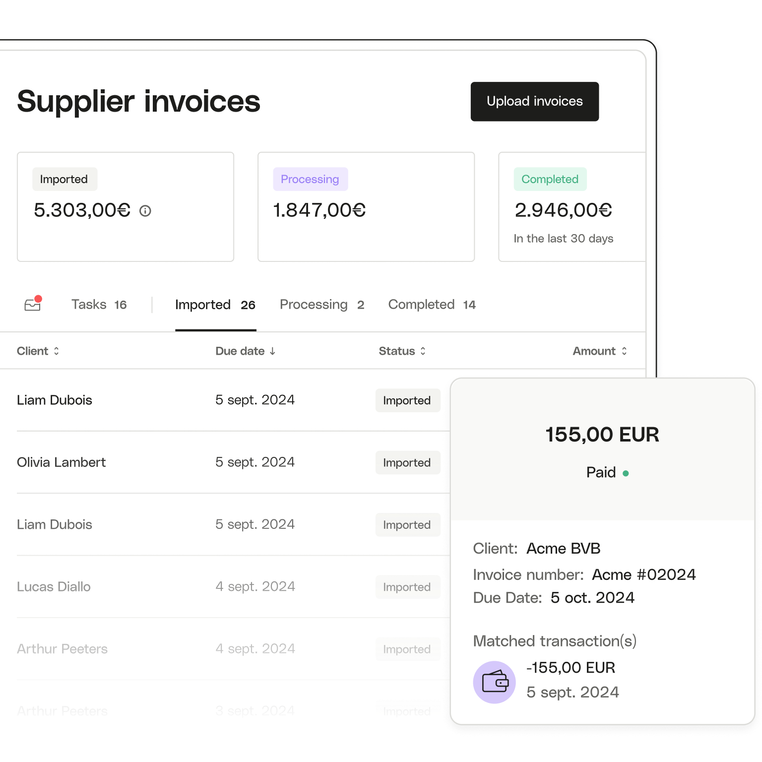 BE  White Ui Topic Highlight Advanced Supplier Invoice Company