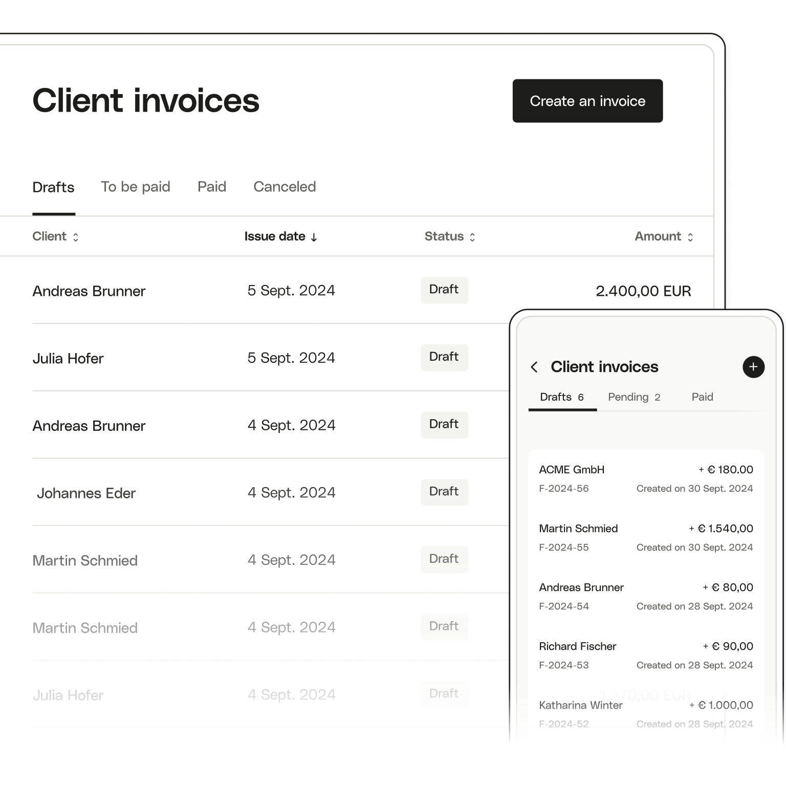 AT Ui Topic Highlight Advanced Track Transactions Client Invoices