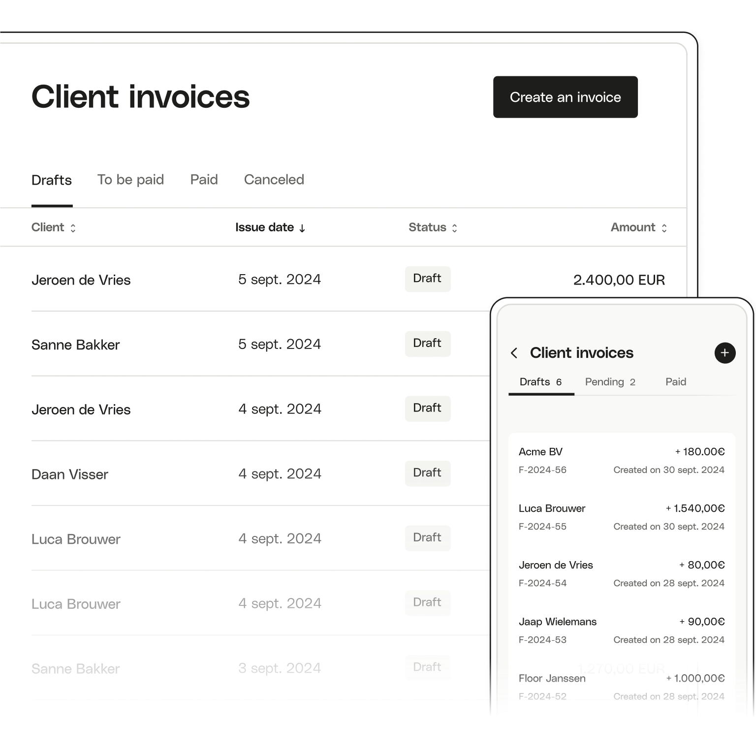 NL Ui Topic Highlight Advanced Track Transactions Client Invoices