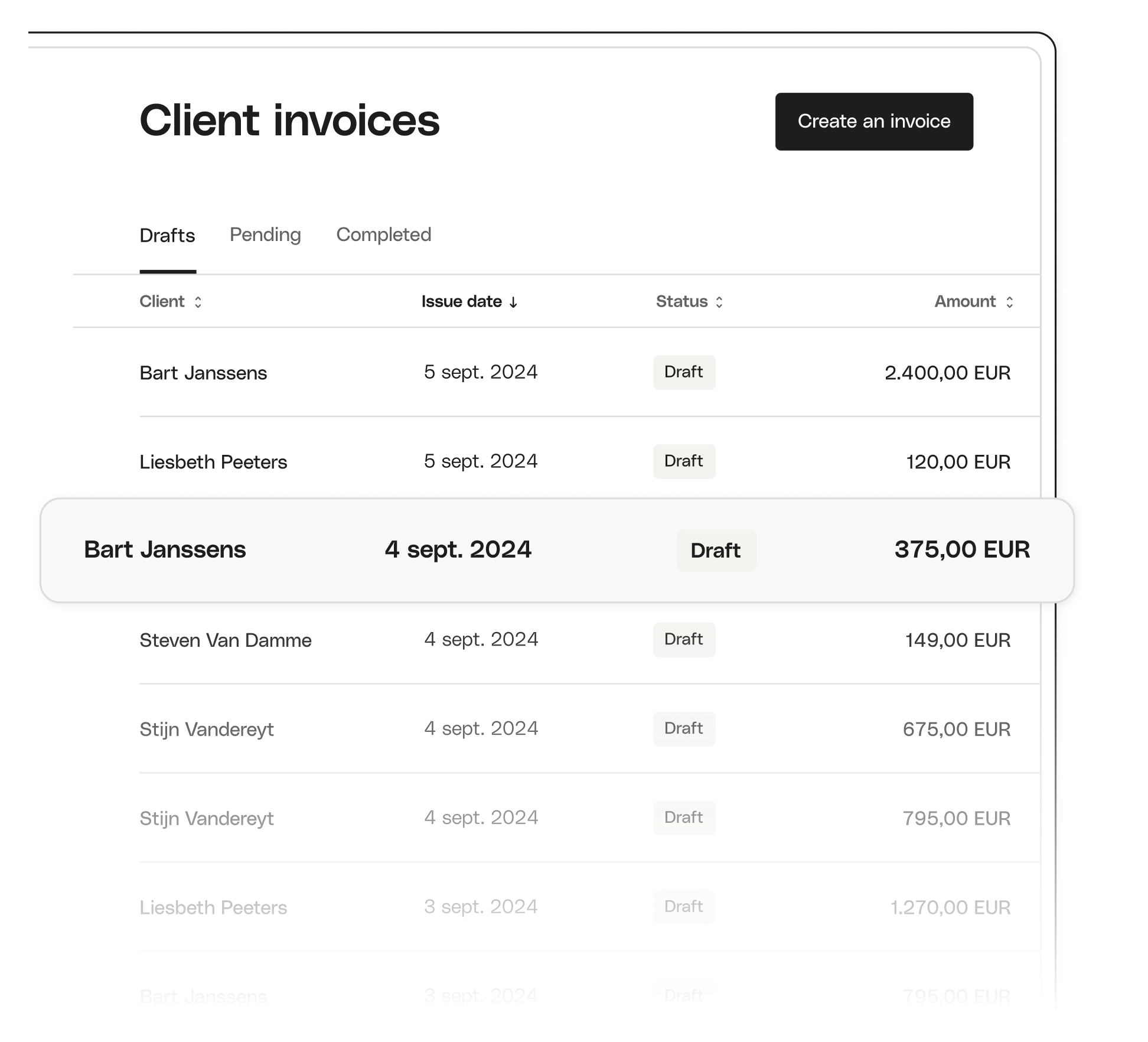 BE NL UI Topic Highlight Clients Invoice