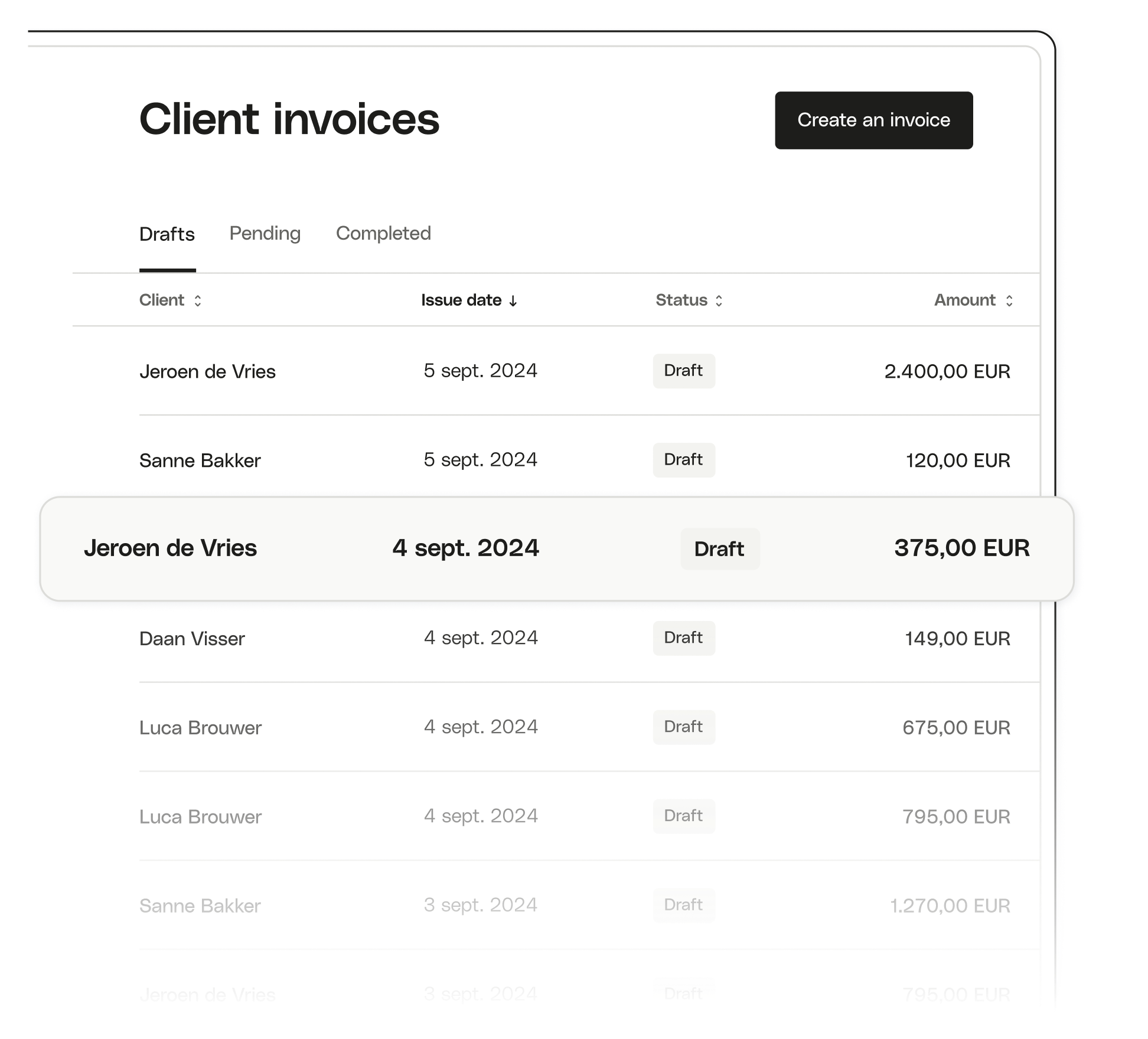 NL UI Topic Highlight Clients Invoice