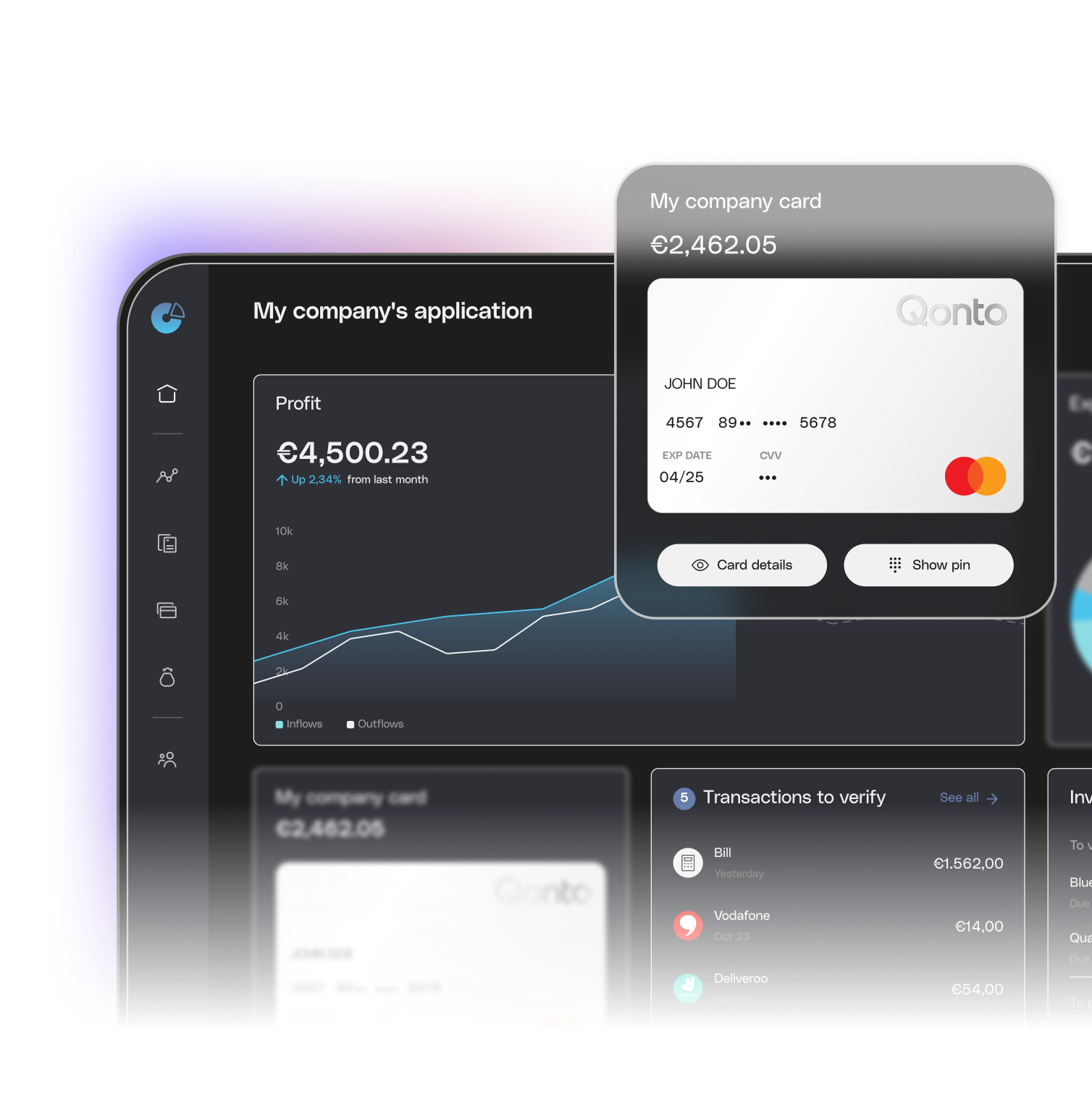 Black UI Hero Mobile Qonto Embed Dashboard