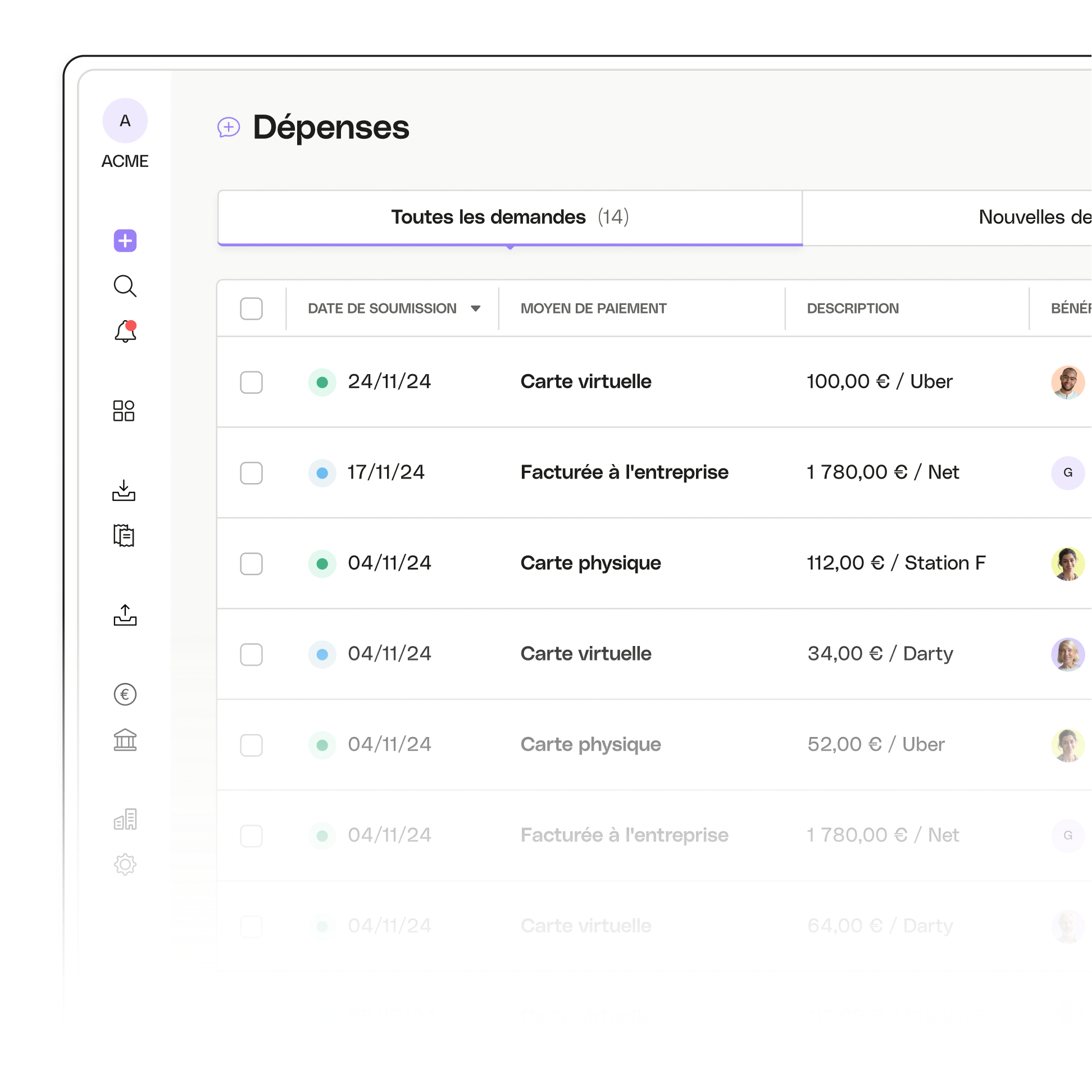 Sujet de l'interface utilisateur Mettre en évidence les clients avancés Paiements en cours Gros plan