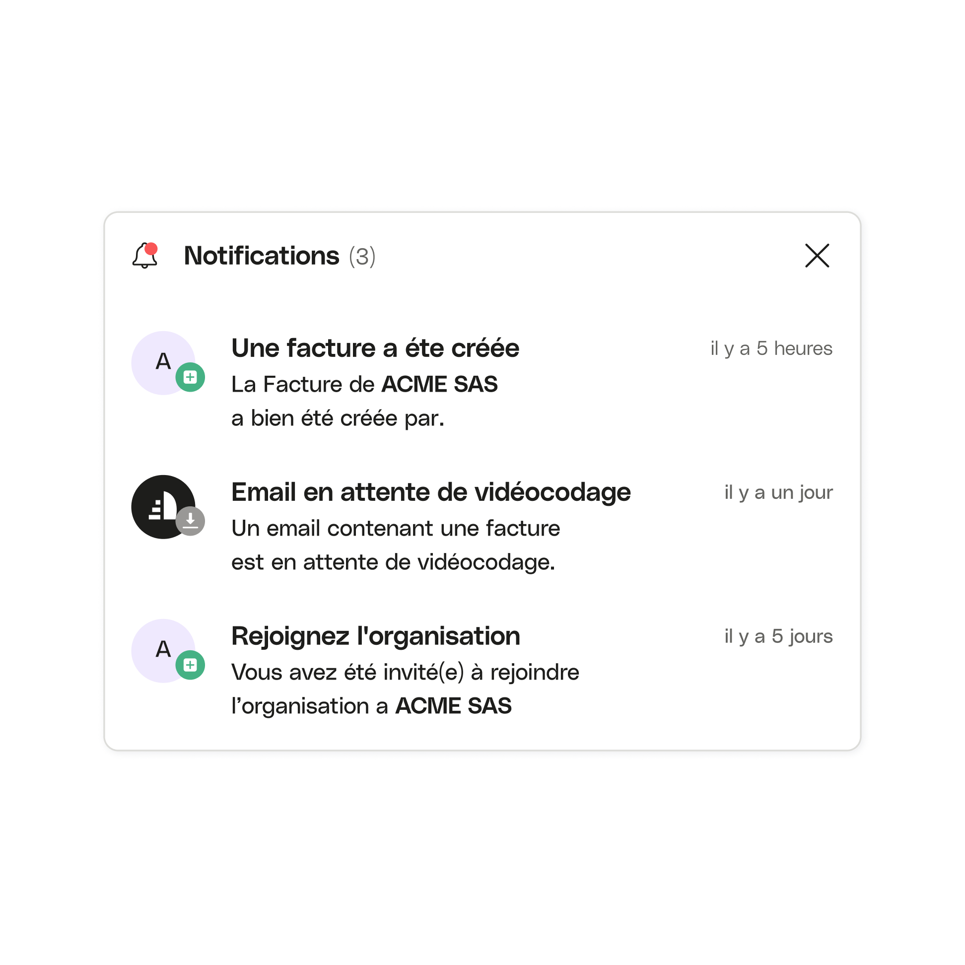 Sujet de l'interface utilisateur Mettre en évidence les notifications du tableau de bord