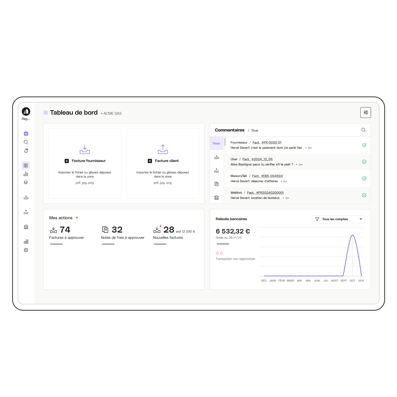 Sujet de l'interface utilisateur en surbrillance Tableau de bord avancé du comptable Regate complet