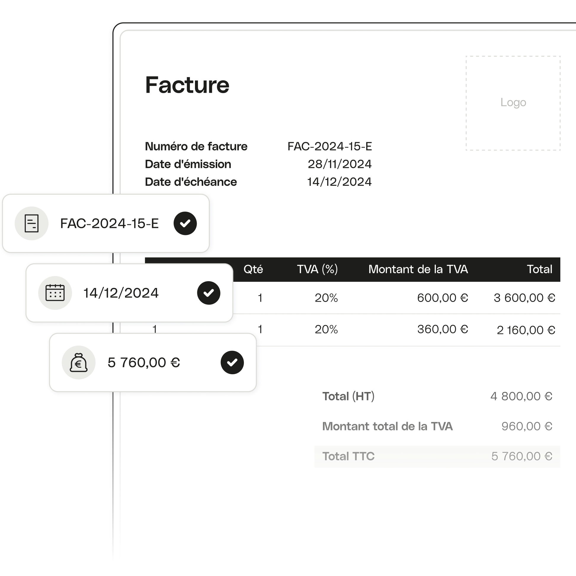 Sujet d'interface utilisateur Mise en surbrillance Avancé Regate Facture Bureau OCR