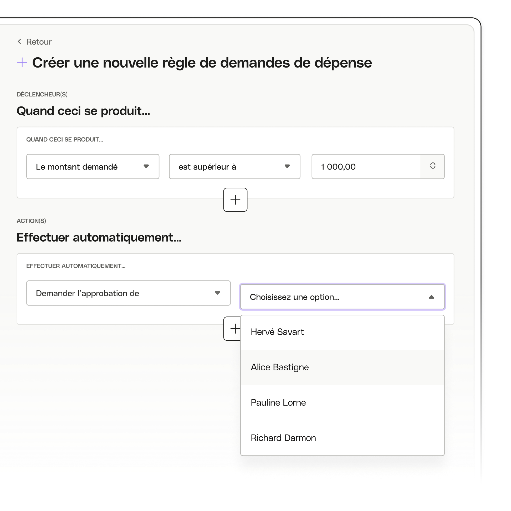 Sujet d'interface utilisateur Mettre en évidence les clients avancés Regate Desktop Règles de demande d'achat