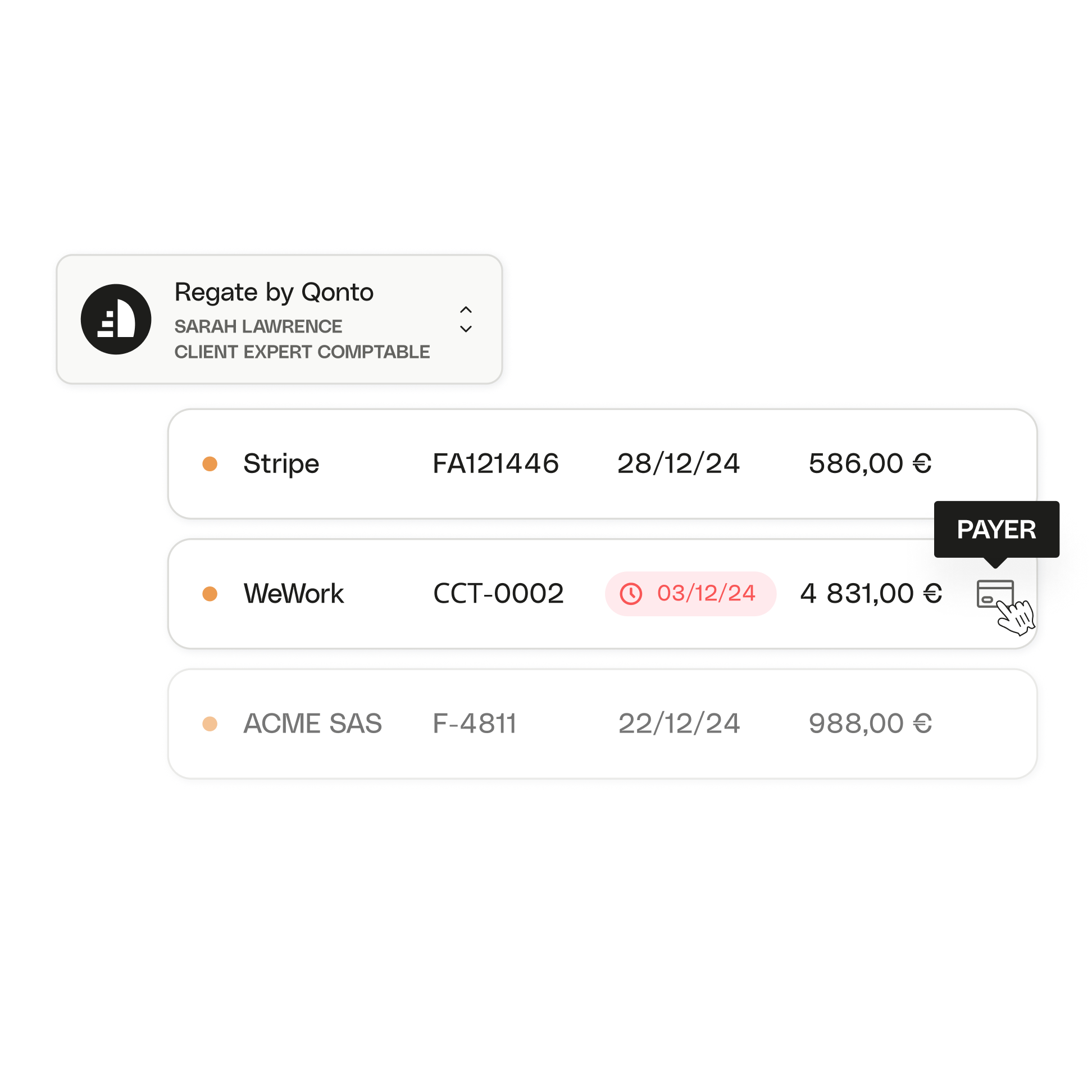 Sujet de l'interface utilisateur Mettre en évidence les clients avancés Paiements à payer PopUp