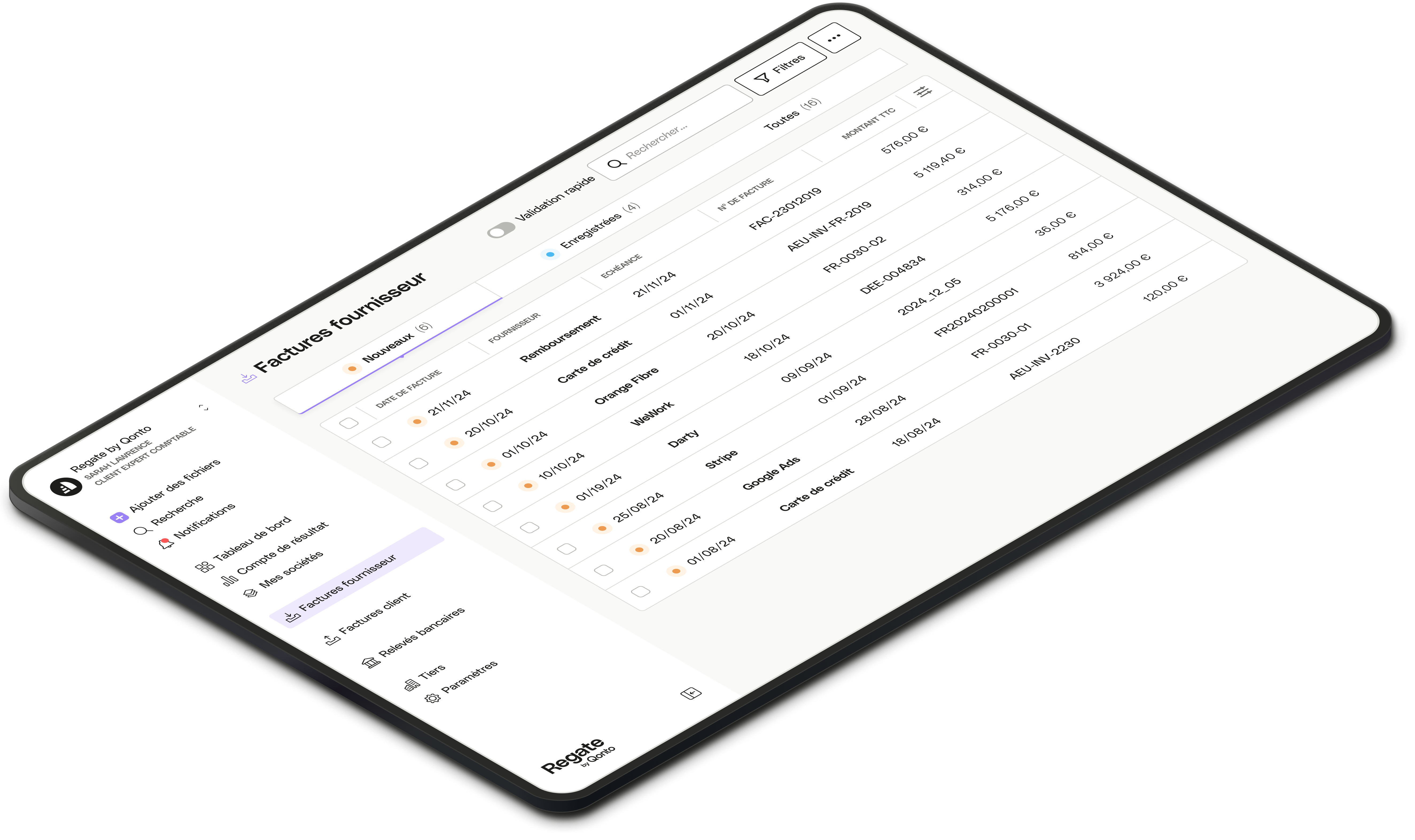 Maquette d'interface utilisateur Parallax Regate Accounts Payable Desktop