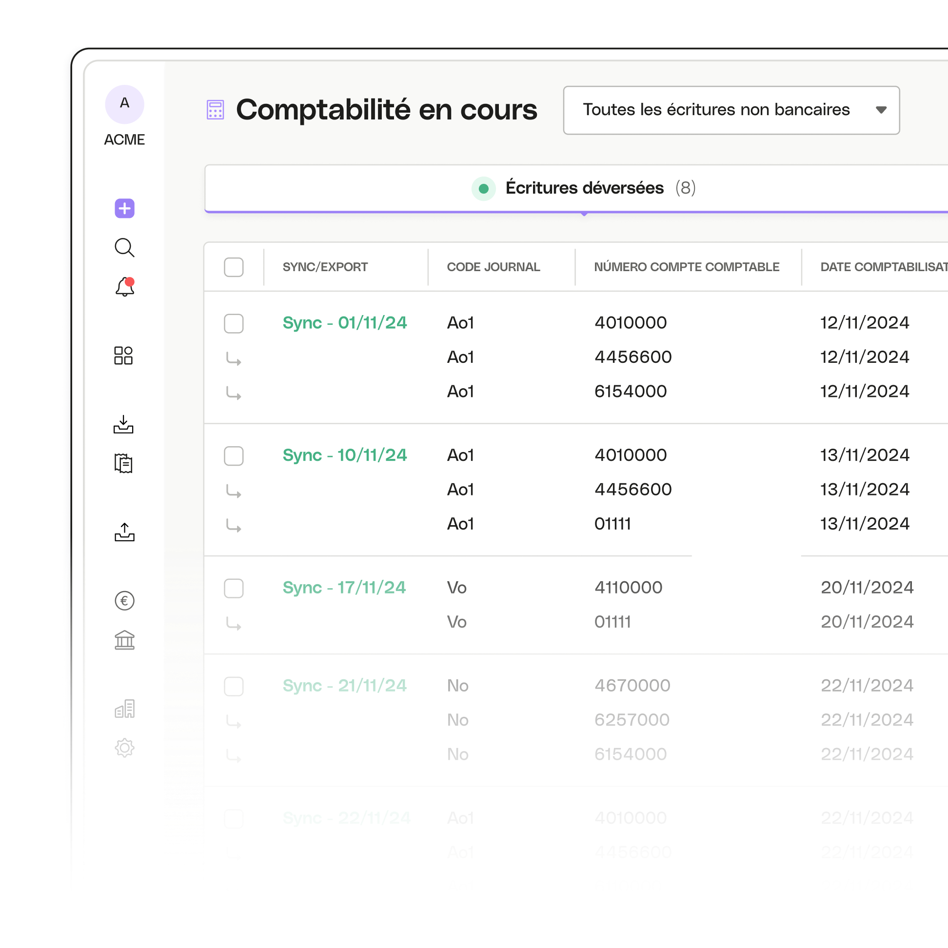 Sujet d'interface utilisateur en surbrillance Comptabilité avancée Regate en cours