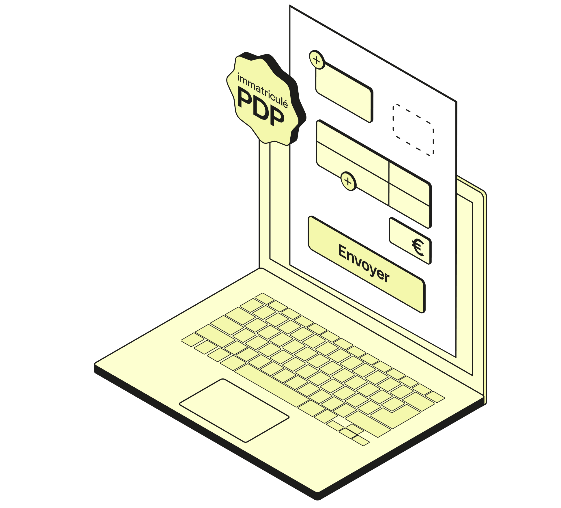 Sujet de moutarde en surbrillance Facturation électronique PDP enregistré