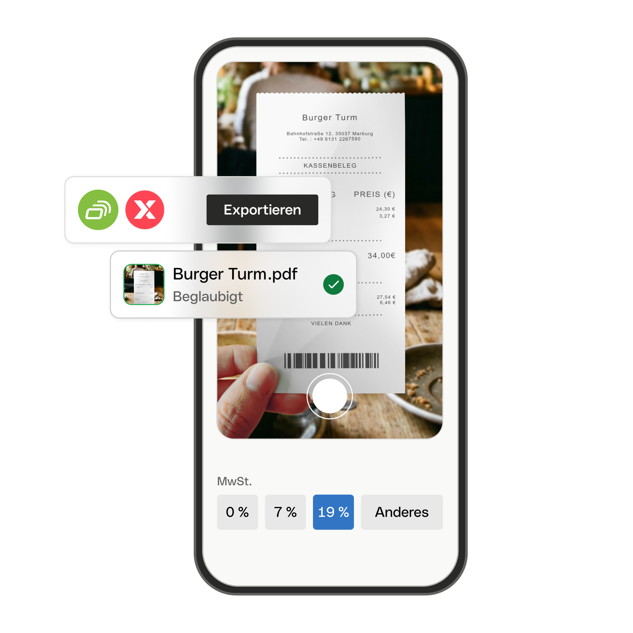 UI Evolution Belegscan-Management Mehrwertsteuer