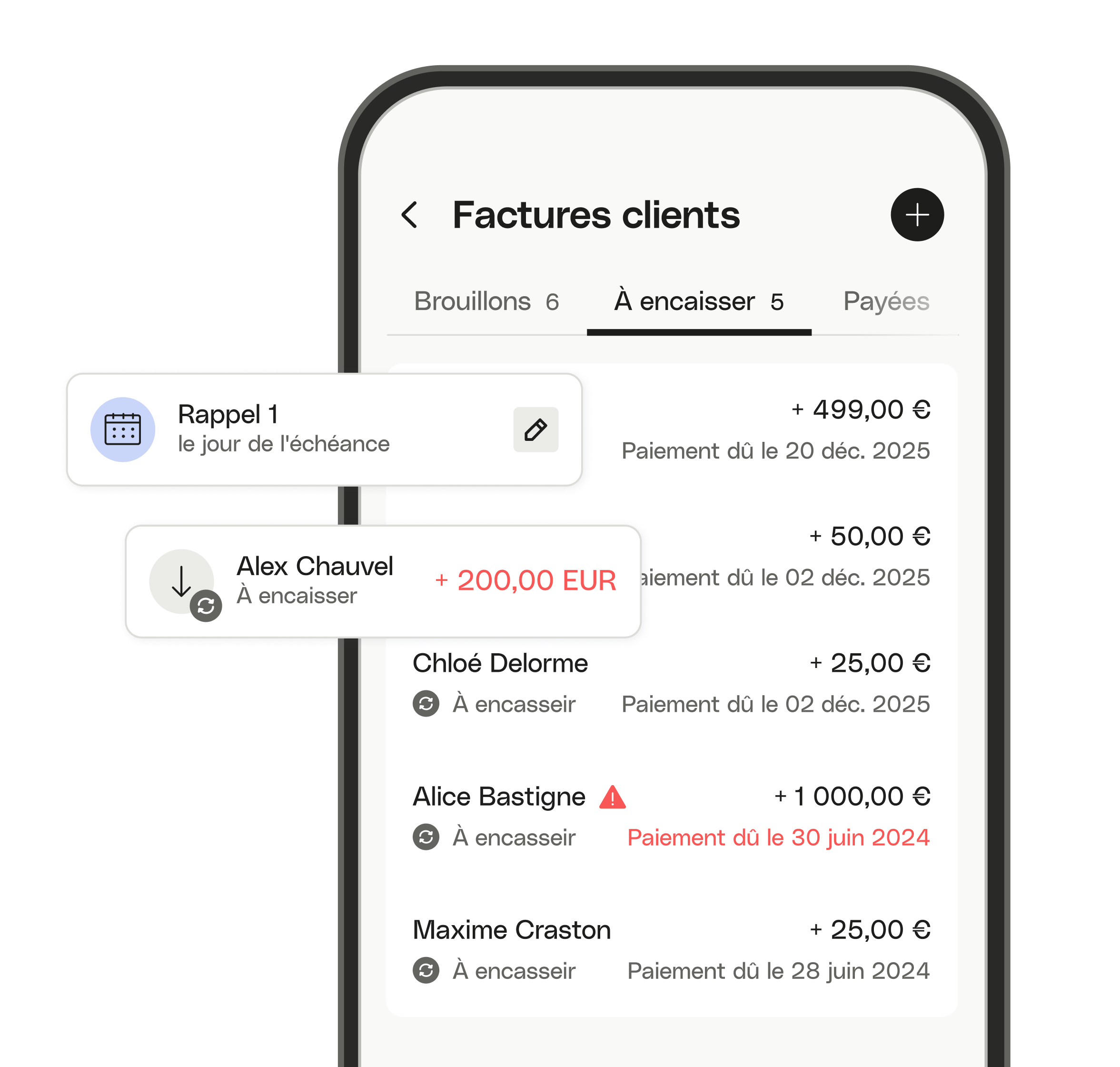 Factures client UI Evolution en attente de paiement