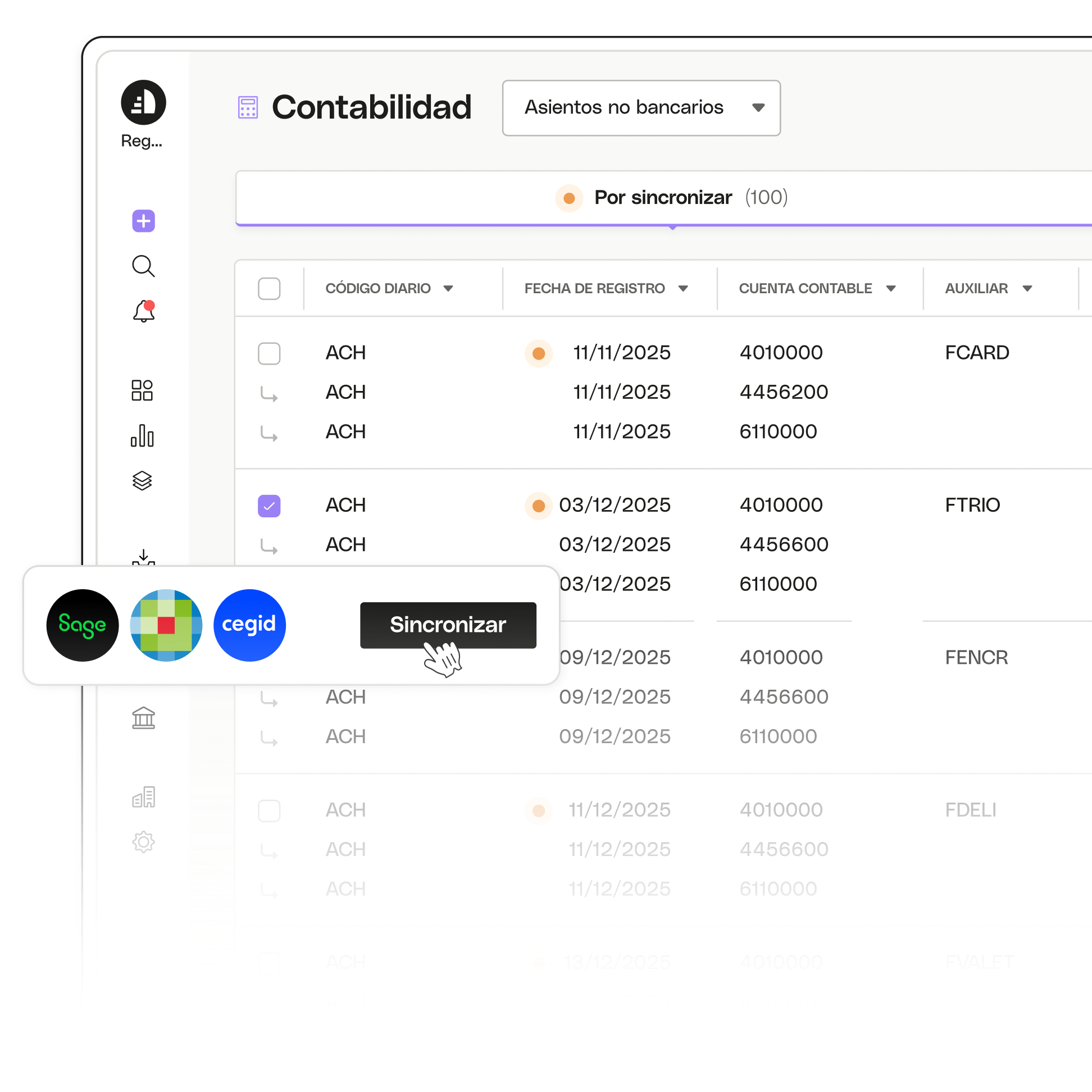 Tema destacado de la interfaz de usuario Integraciones avanzadas de Regate Accountant