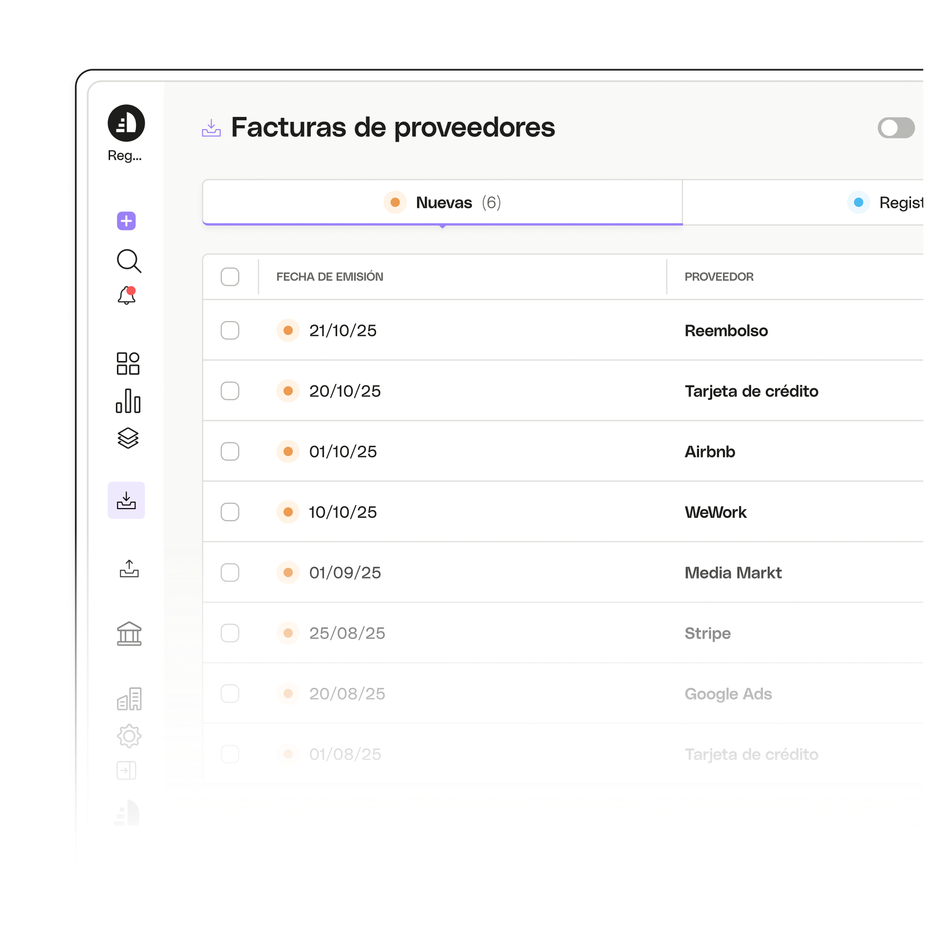 Tema destacado de la interfaz de usuario Descripción general de cuentas por pagar de clientes de Regate