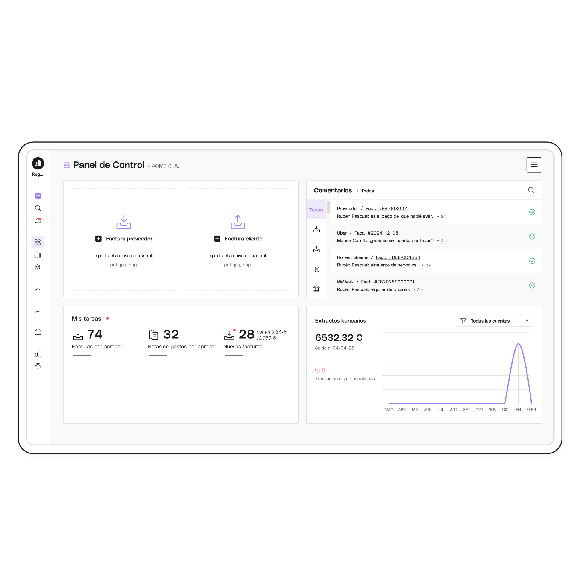 Tema destacado de la interfaz de usuario Panel de control avanzado del contable de Regate completo