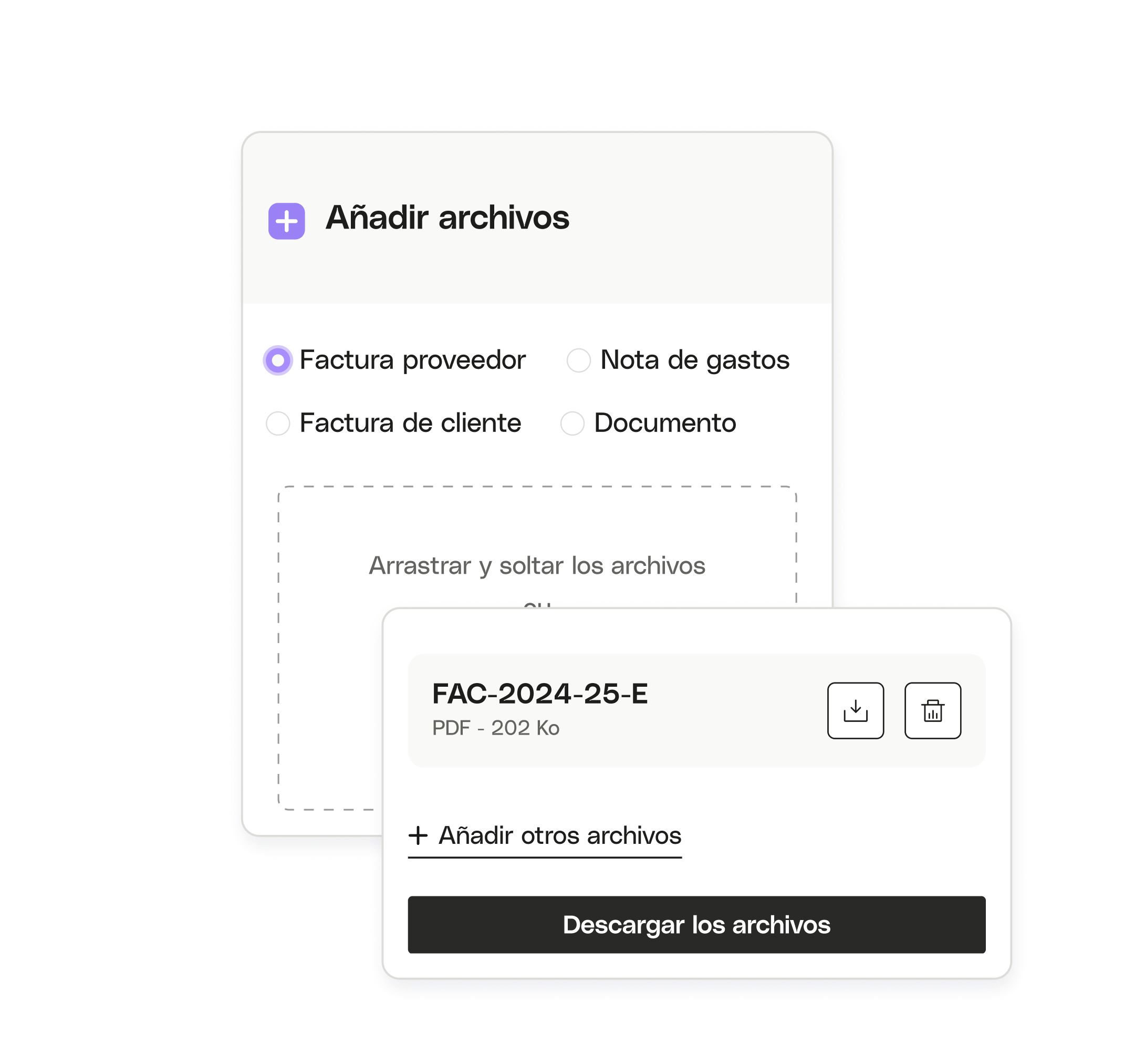 Ventana emergente para agregar archivos de UI Hero Regate