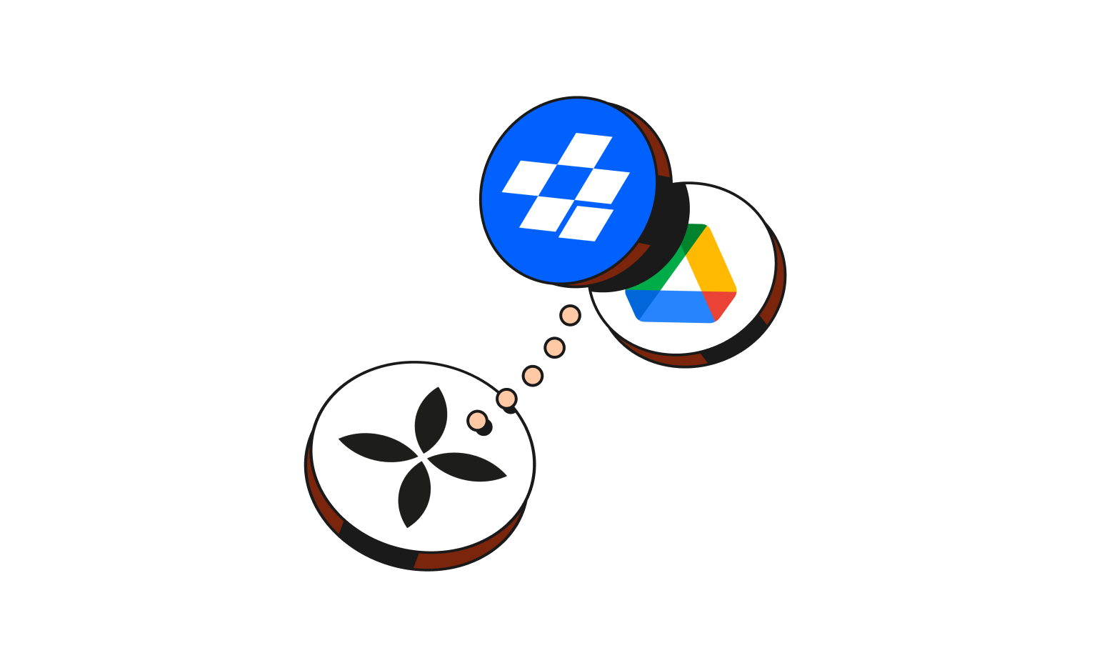 WEB Flow Peach Cards Bento Headline Integraciones Dropbox GoogleDrive