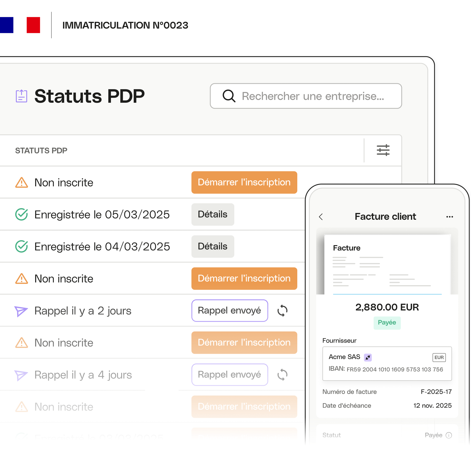 Sujet d'interface utilisateur en surbrillance Statut PDP avancé Bureau Mobile