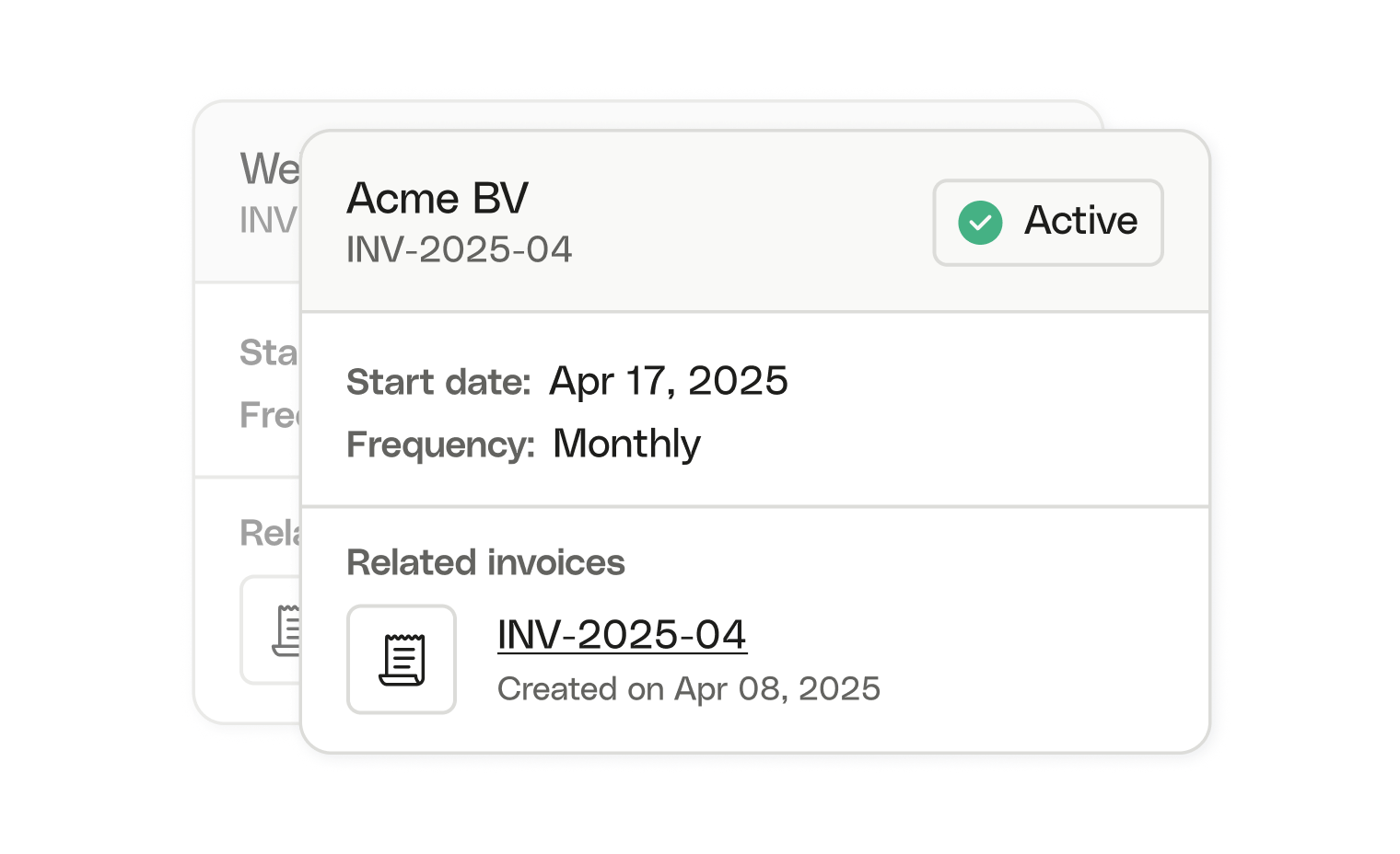 WEB BE NL UI Cards Bento Accounts Receivable Addon Collapsed