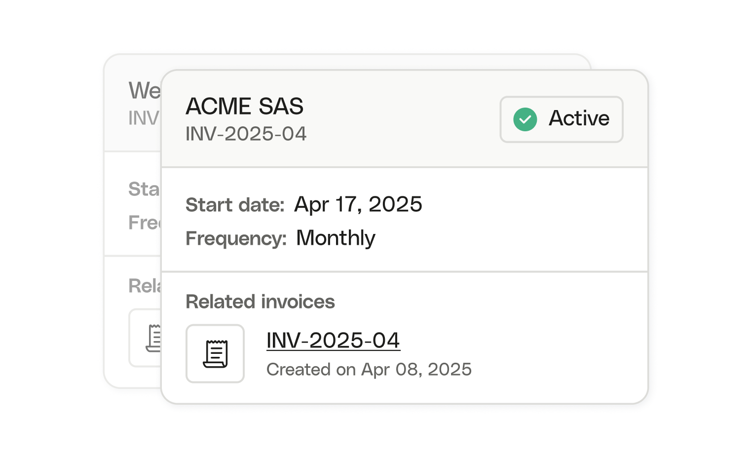 WEB UI Cards Bento Accounts Receivable Addon Collapsed