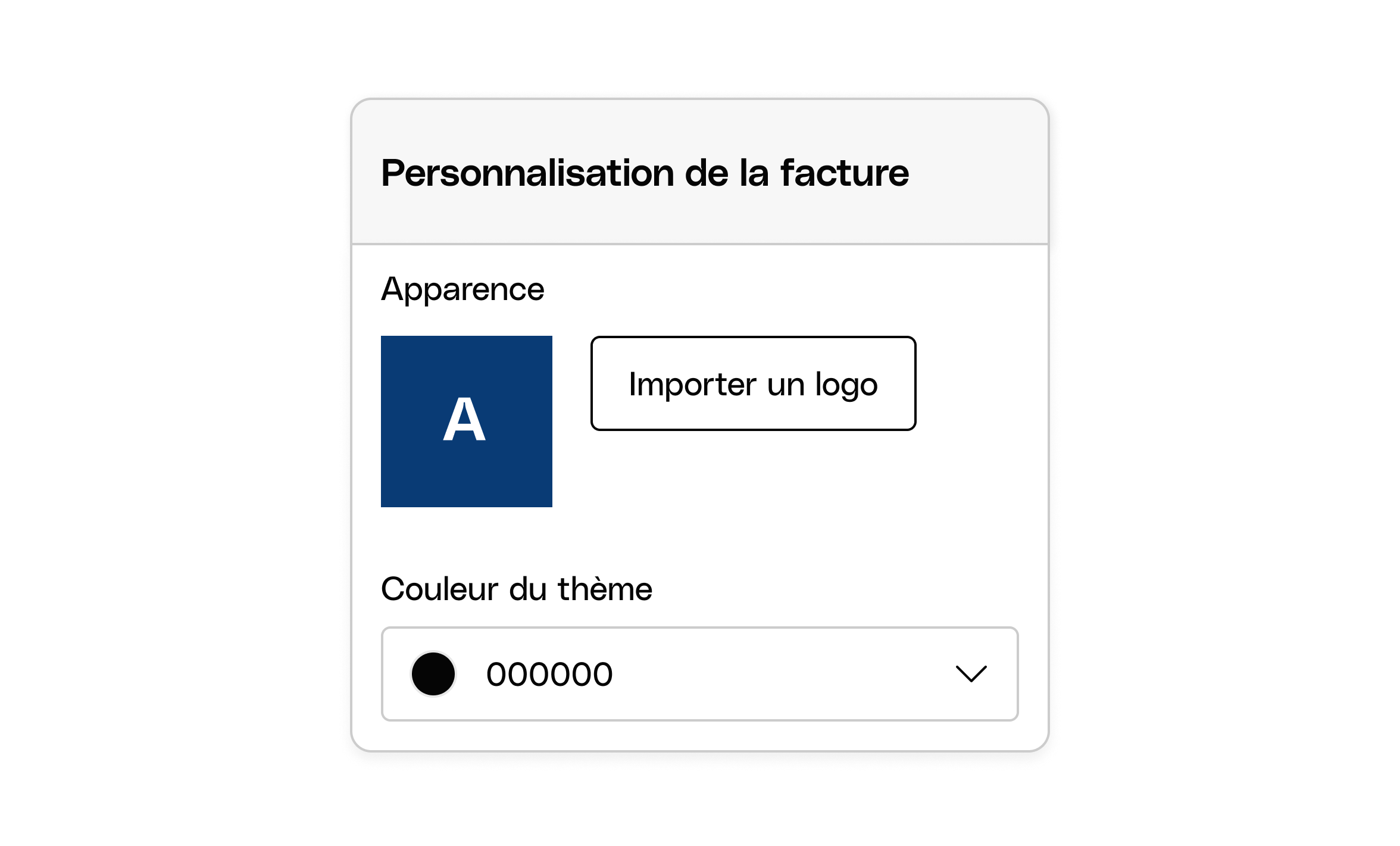 Cartes d'interface utilisateur WEB Bento Snapshot Création de factures